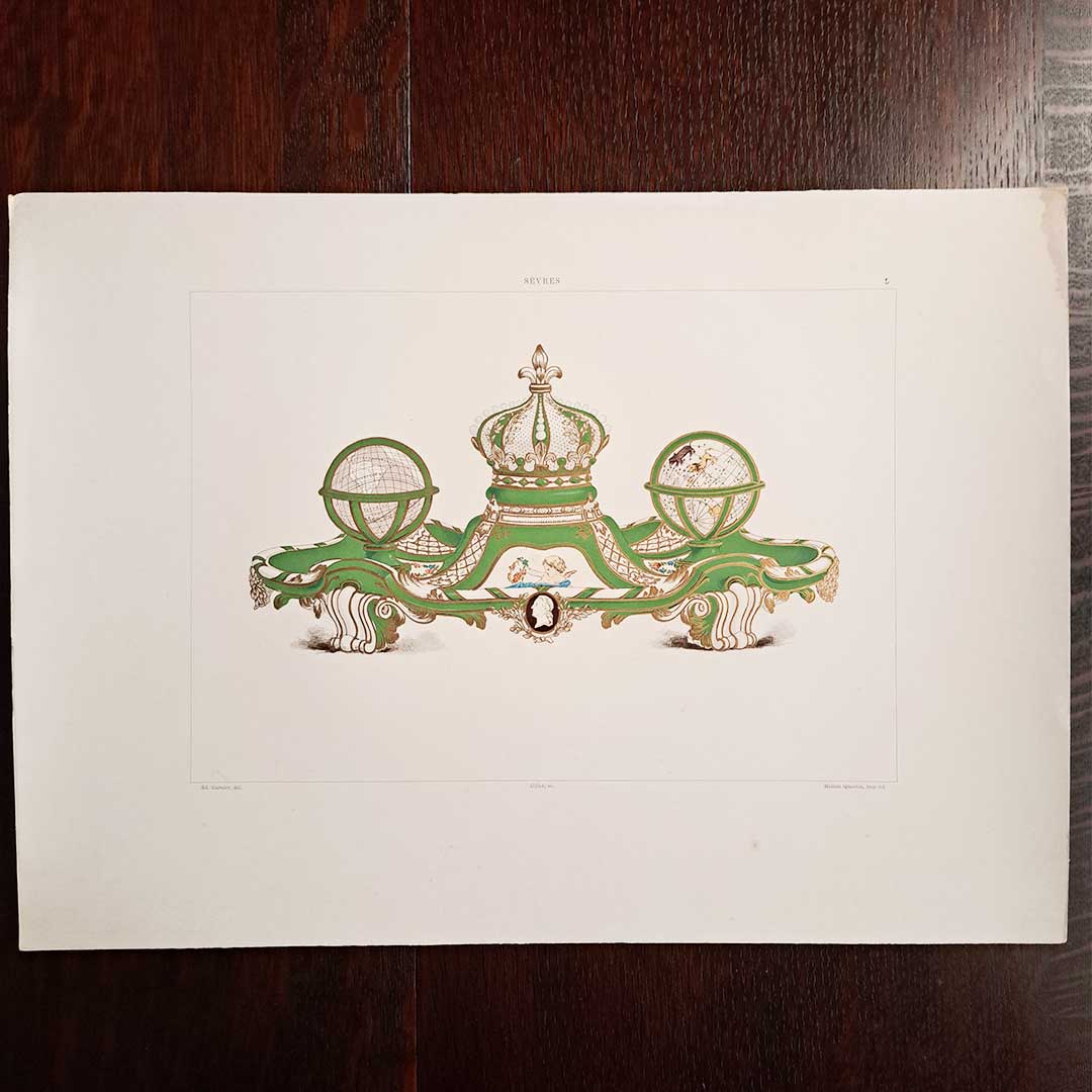 Sèvres soft porcelain "Stationery case given by Louis XVI to Marie Antoinette" Plate No. 50