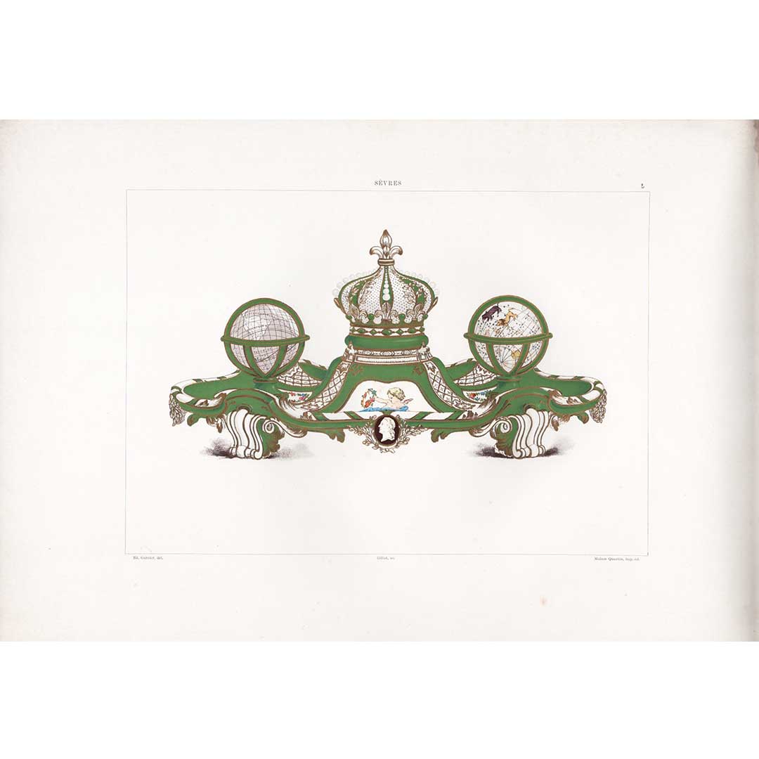 Sèvres soft porcelain "Stationery case given by Louis XVI to Marie Antoinette" Plate No. 50