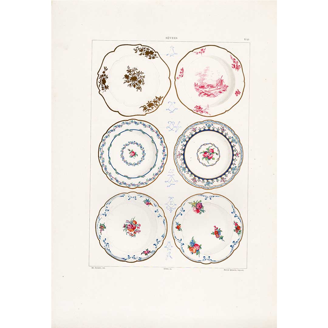Sèvres soft porcelain "Six dishes" plate no. 8