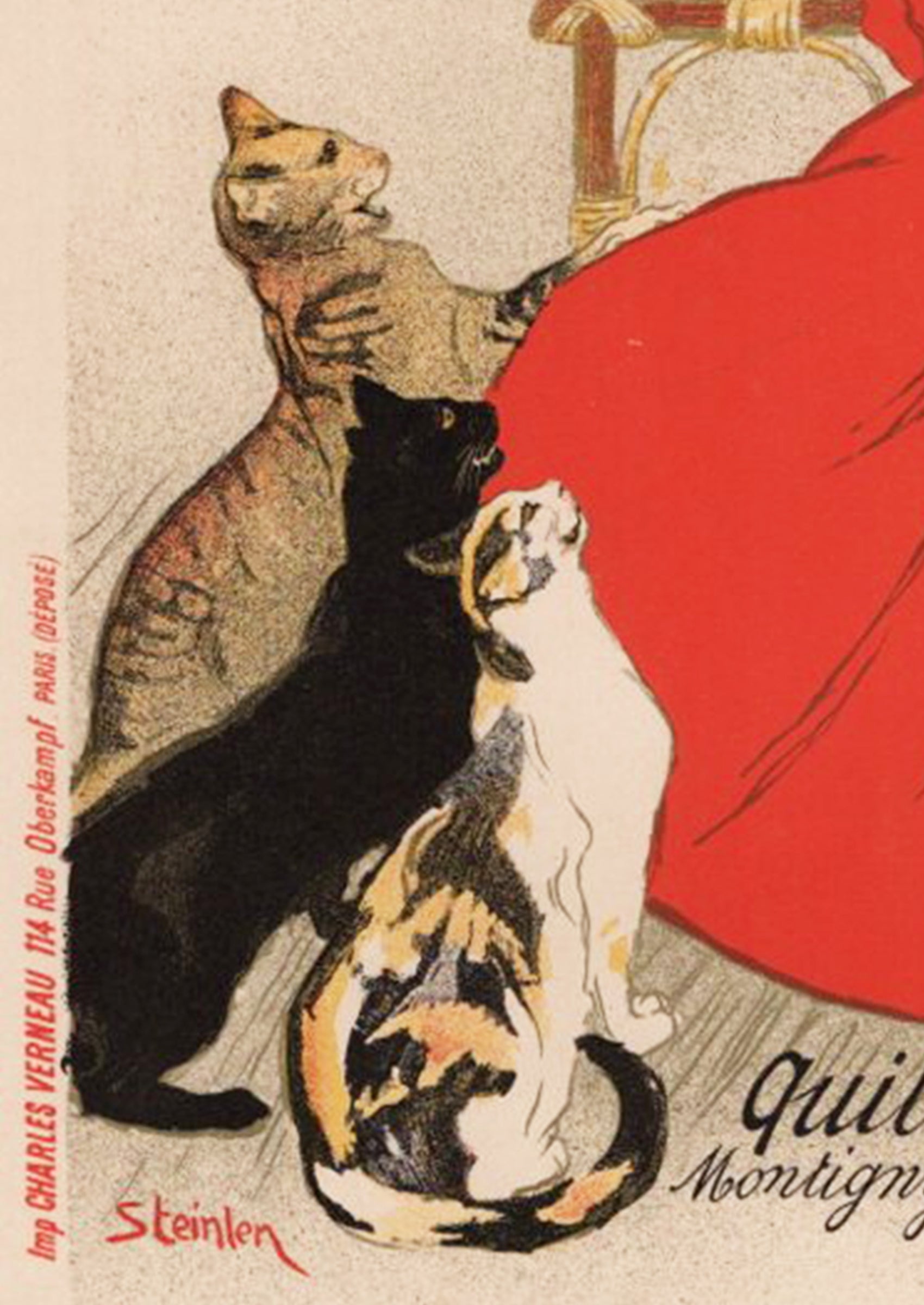 スタンラン ≪ヴァンジャンヌの減菌牛乳≫ 『ポスターの巨匠たち』1897年の3匹の猫拡大図