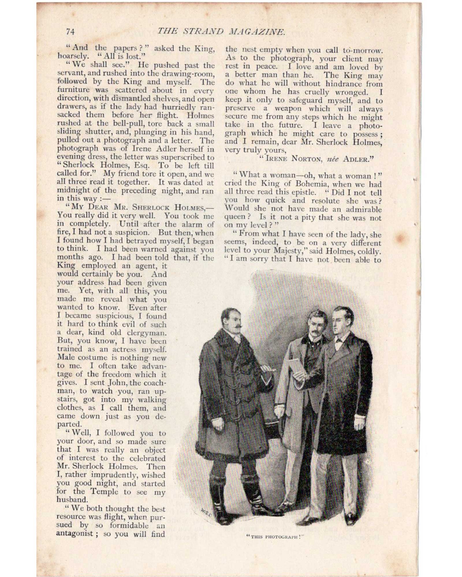 Sherlock Holmes "A Scandal in Bohemia" (Irene Adler) / Sidney Paget (1891)