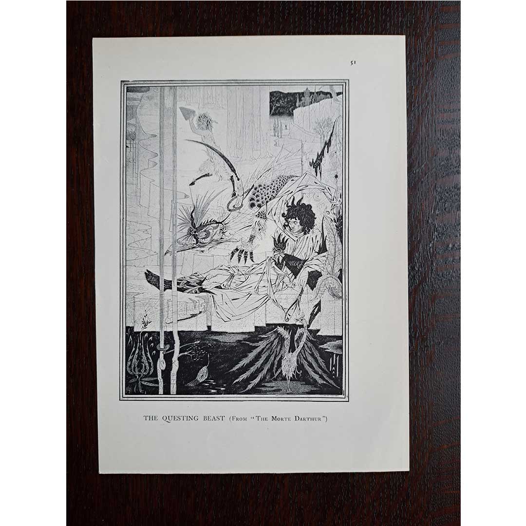 Aubrey Beardsley, "King Arthur and the Growling Beast" from Le Morte d'Arthur, 1905