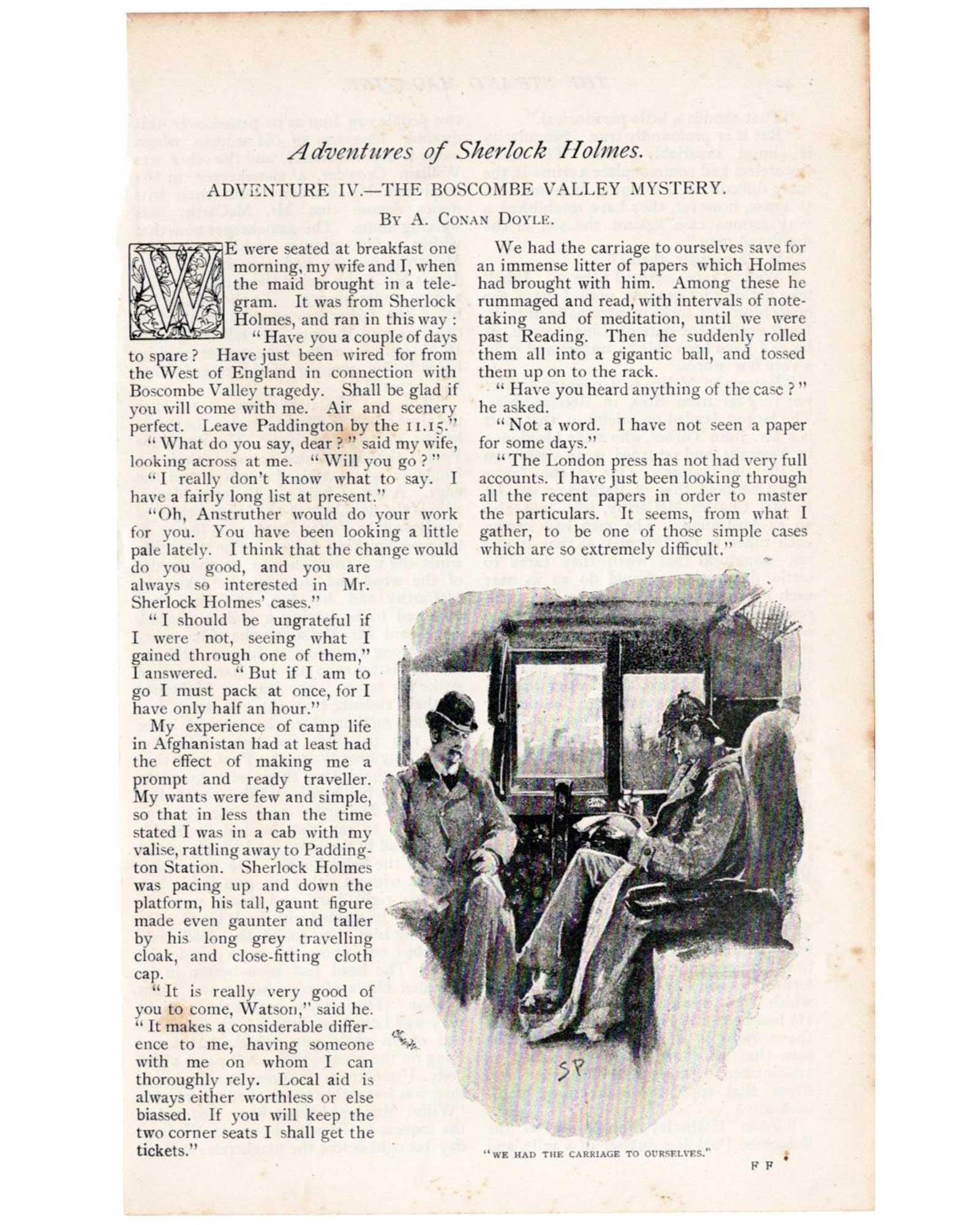 シャーロック・ホームズ《ボスコム渓谷の惨劇》（タイトルページ）／シドニー・パジェット（1891年）
