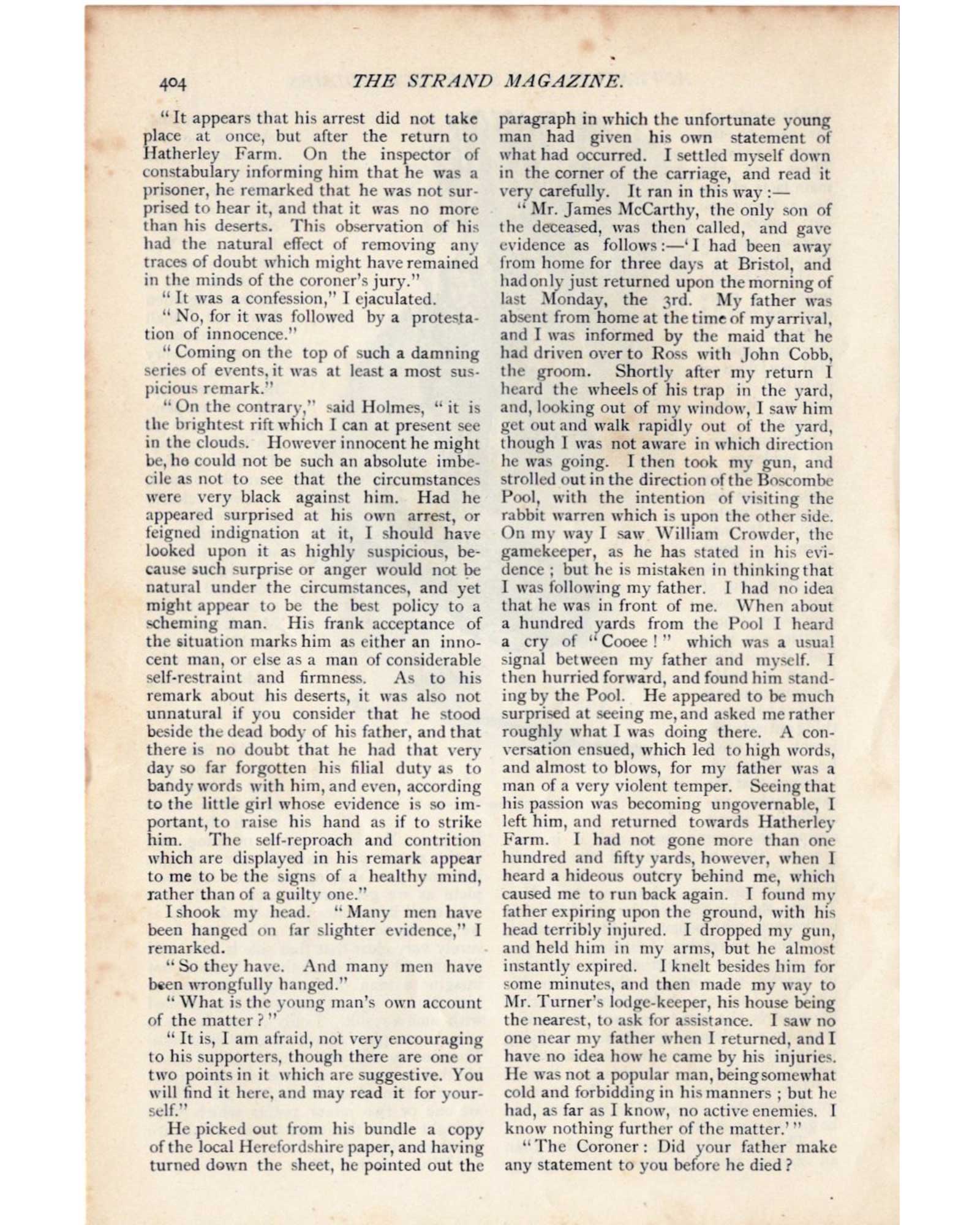 シャーロック・ホームズ《ボスコム渓谷の惨劇》（THEY FOUND THE BODY）／シドニー・パジェット（1891年）