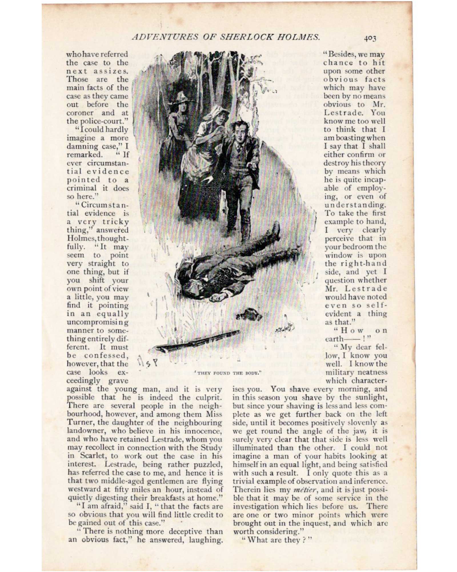 シャーロック・ホームズ《ボスコム渓谷の惨劇》（THEY FOUND THE BODY）／シドニー・パジェット（1891年）