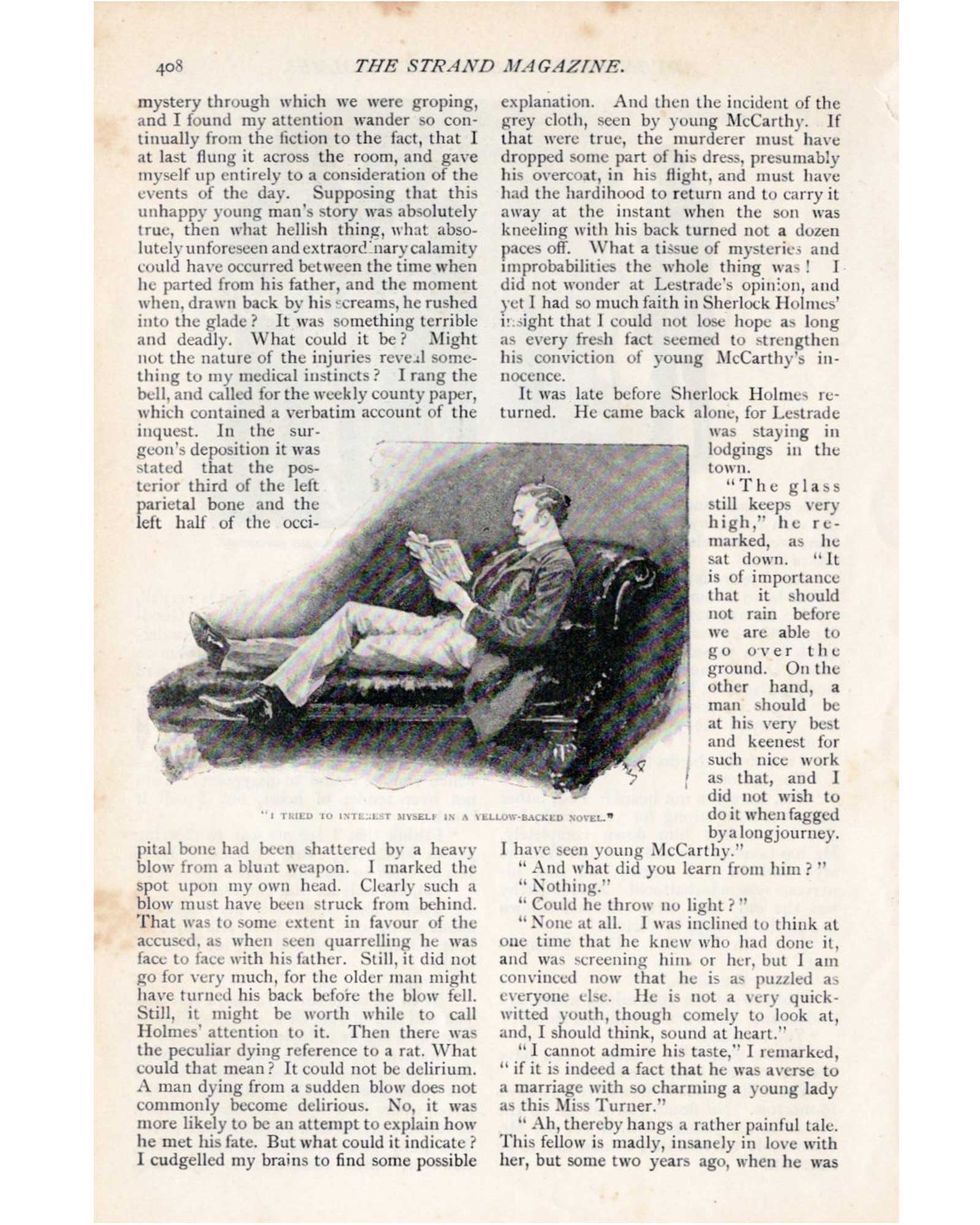 シャーロック・ホームズ《ボスコム渓谷の惨劇》（レストレード警部）／シドニー・パジェット（1891年）