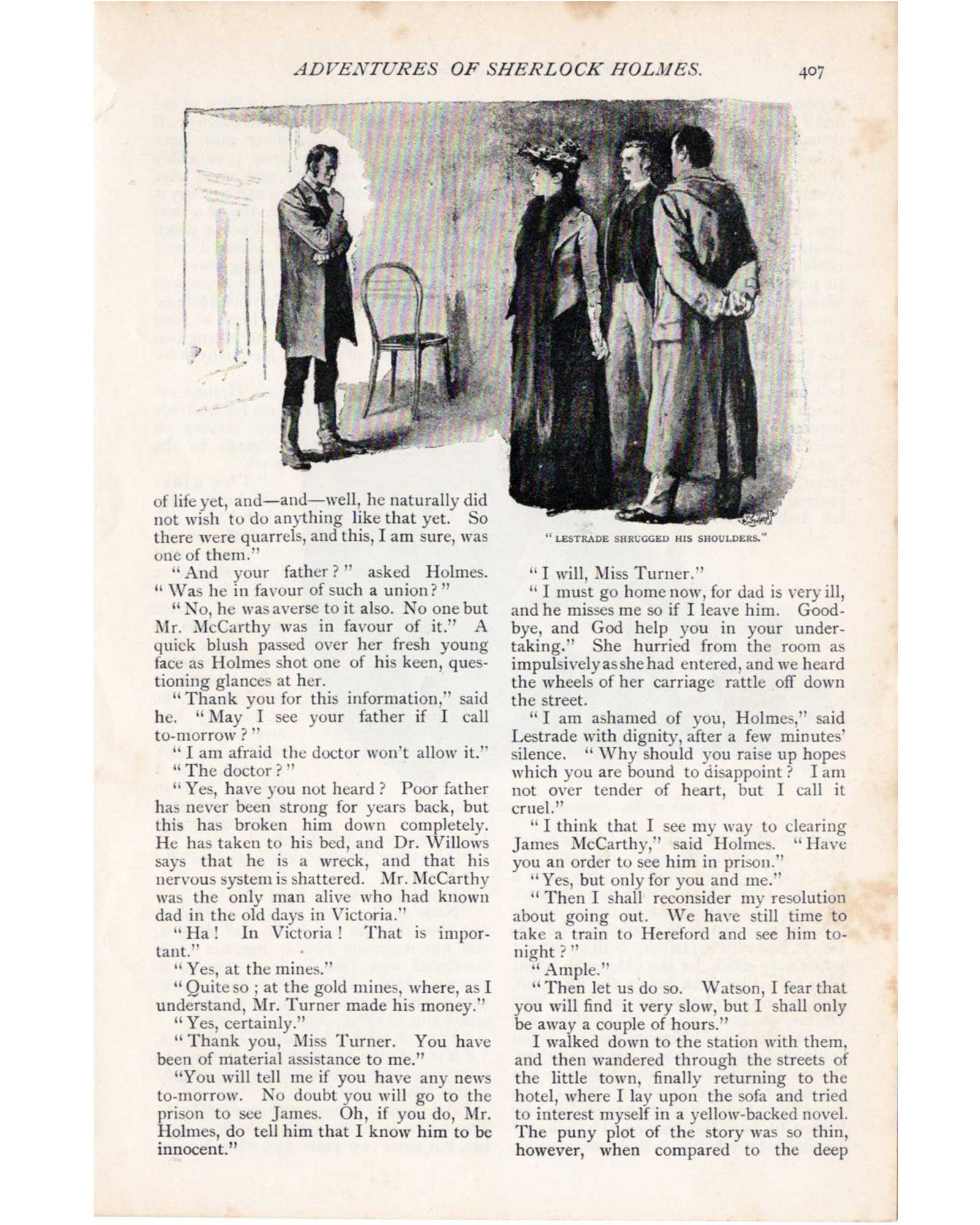 シャーロック・ホームズ《ボスコム渓谷の惨劇》（レストレード警部）／シドニー・パジェット（1891年）