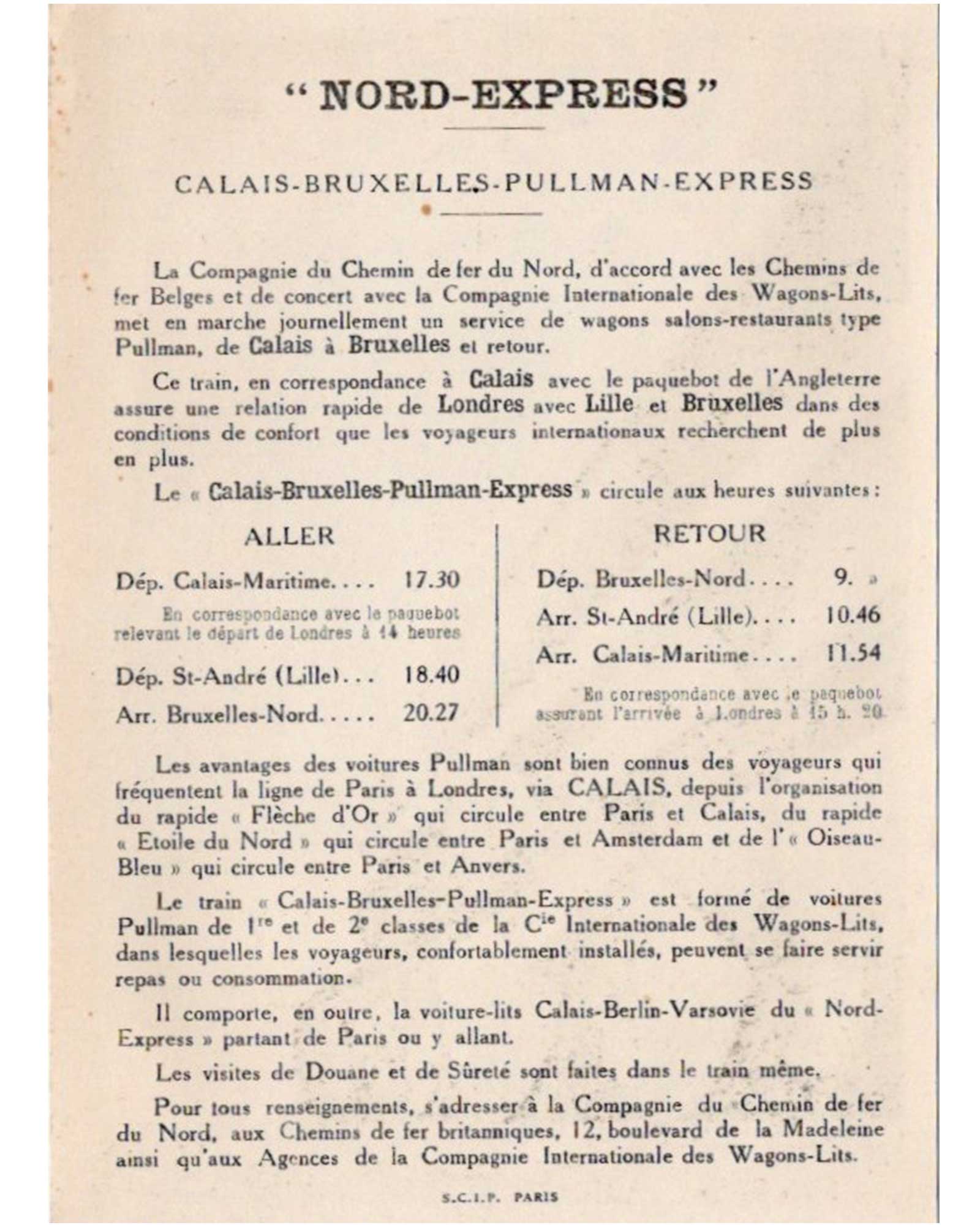 アドルフ・ムーロン・カッサンドル《ノール・エクスプレス》時刻表付きフライヤー　1927年