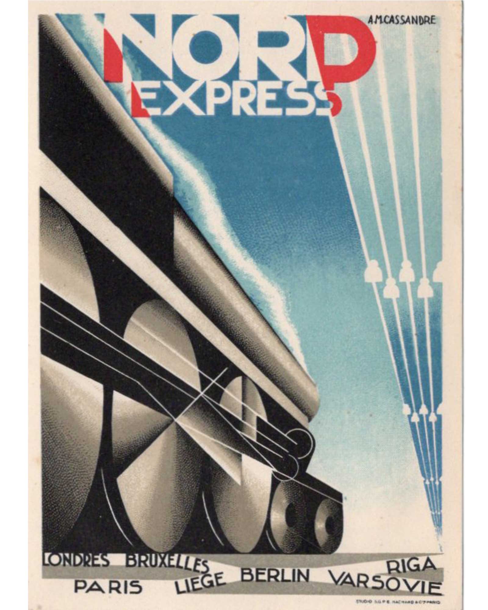 アドルフ・ムーロン・カッサンドル《ノール・エクスプレス》時刻表付きフライヤー　1927年