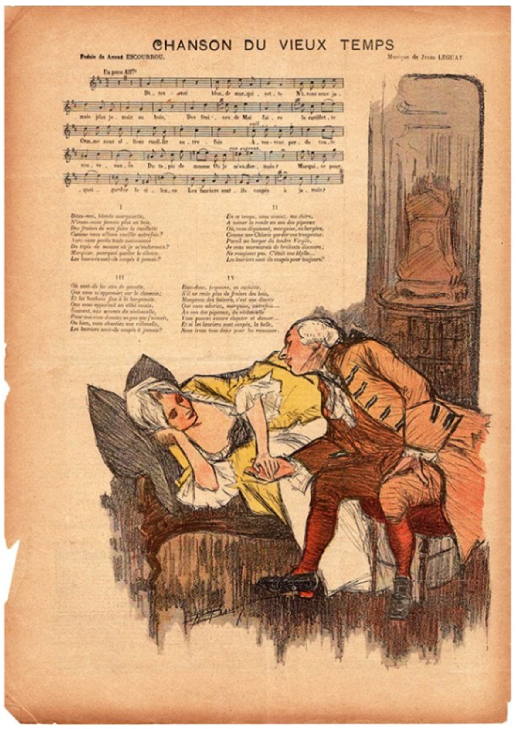 ≪古い時代のシャンソン（Chanson du Vieux Temps）≫ 1897年 ジル・ブラス・イリュストレ裏表紙掲載 シャンソン楽譜