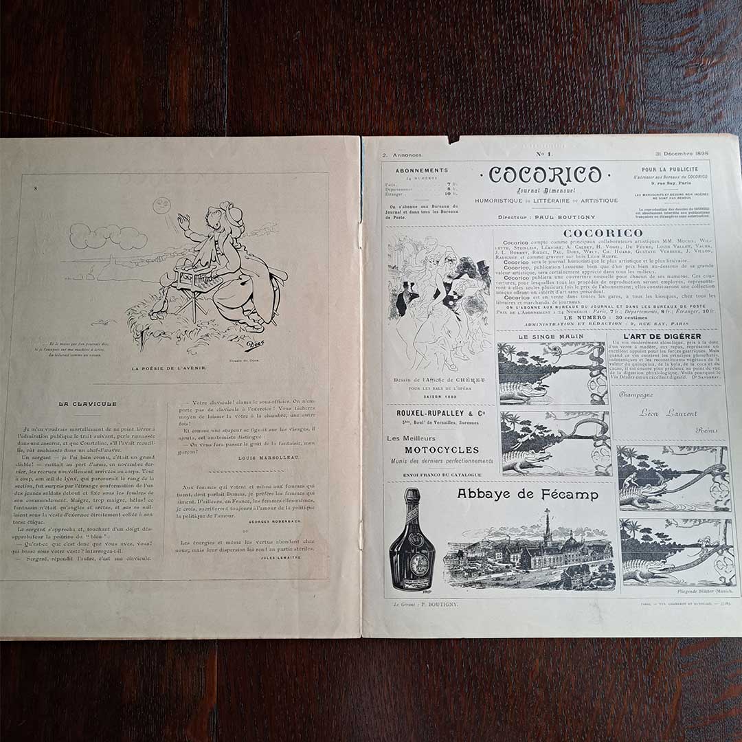 アルフォンス・ミュシャ『ココリコ創刊号』1898年　当時のオリジナル雑誌