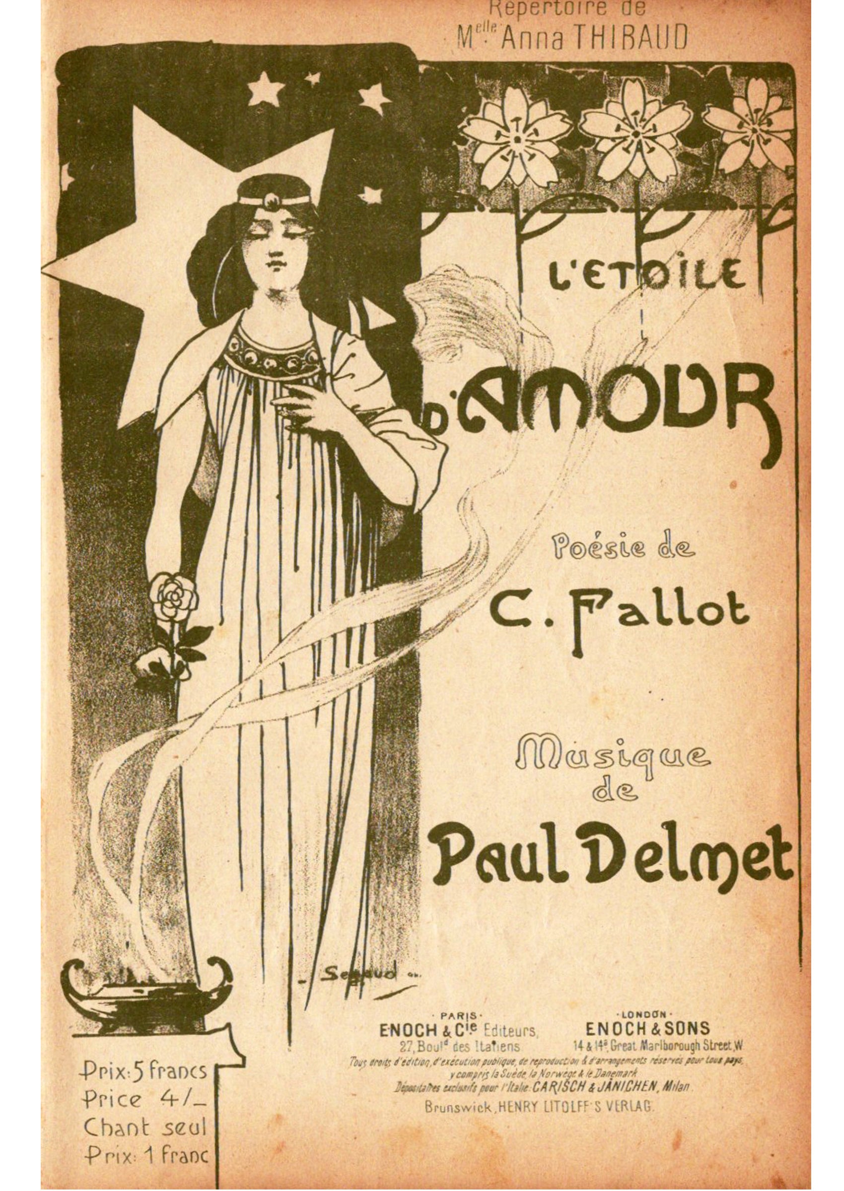 ≪愛の星（L'Étoile d'Amour）≫ ca.1900年 シャンソン楽譜