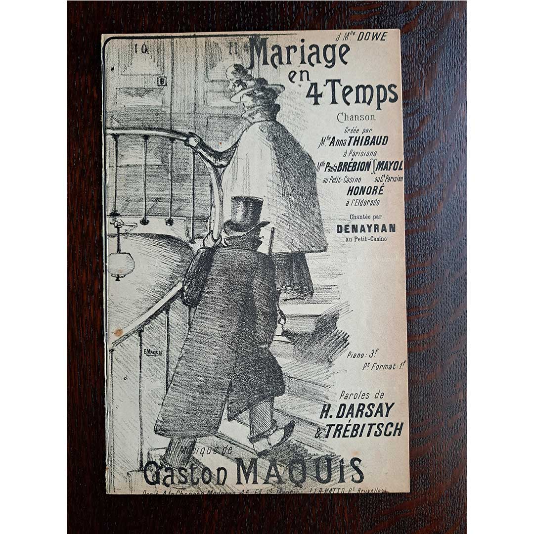 "Mariage en Quatre Temps" ca.1900 chanson sheet music