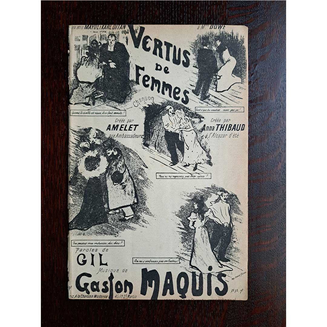 "Vertus de Femmes" ca.1900 chanson sheet music