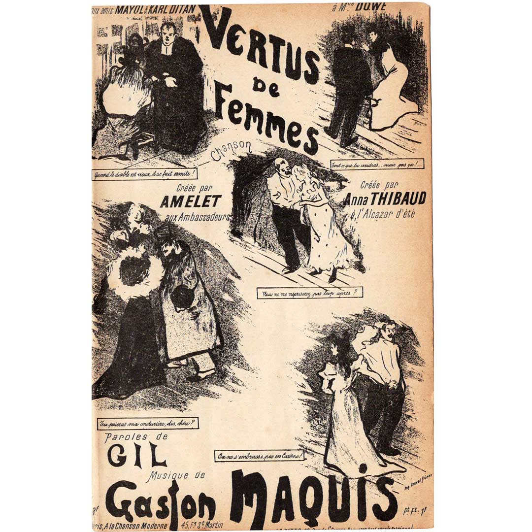 "Vertus de Femmes" ca.1900 chanson sheet music