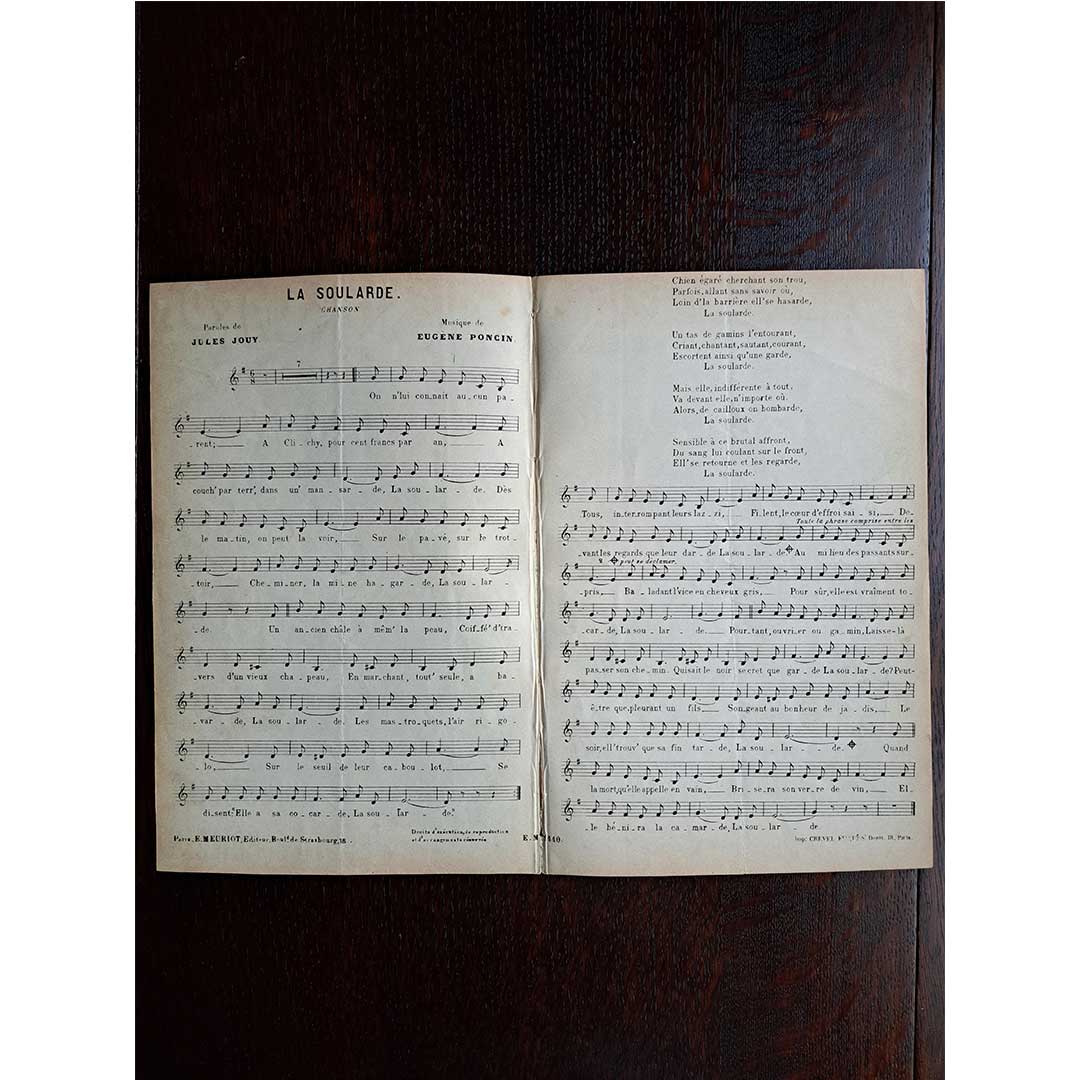 Yvette Guilbert "La Soularde" ca.1900 chanson sheet music
