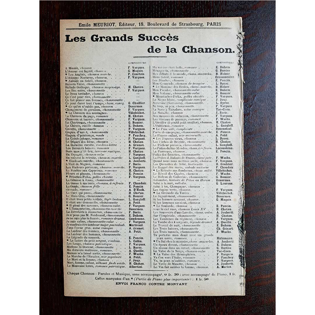 Yvette Guilbert "La Soularde" ca.1900 chanson sheet music