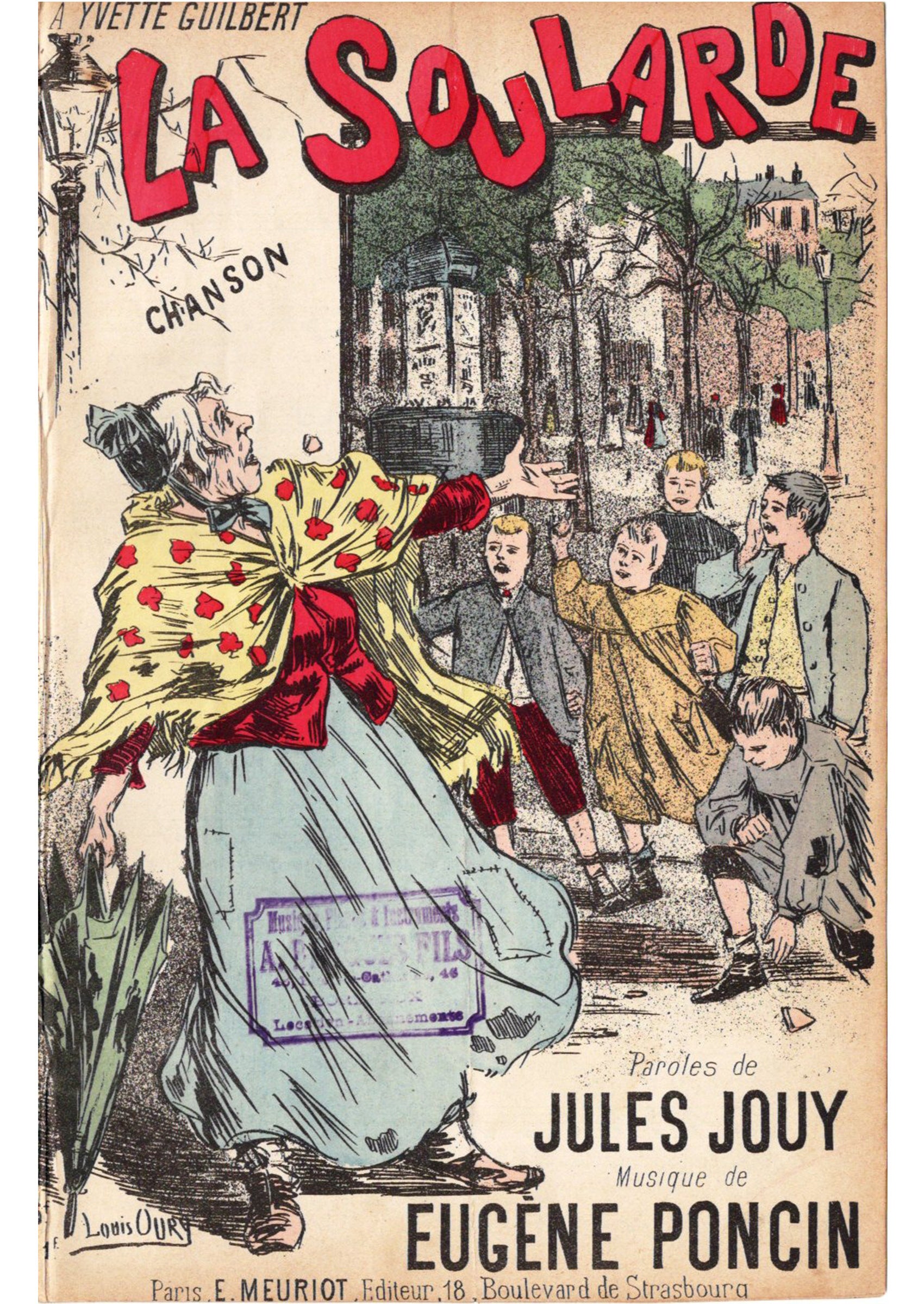 イヴェット・ギルベール ≪酔っ払い（La Soularde）≫ ca.1900年 シャンソン楽譜