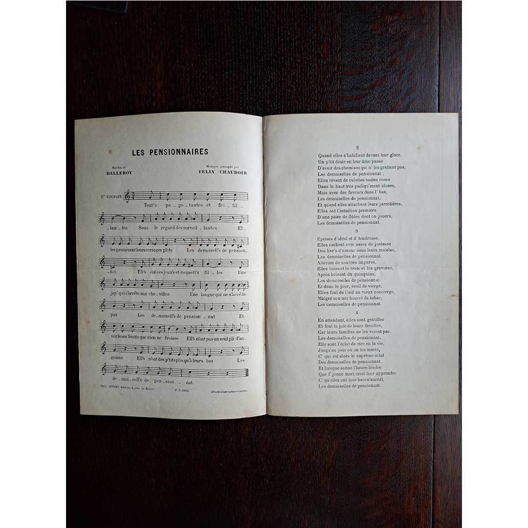 Yvette Guilbert "Les Pensionnaires" ca.1900 Chanson sheet music