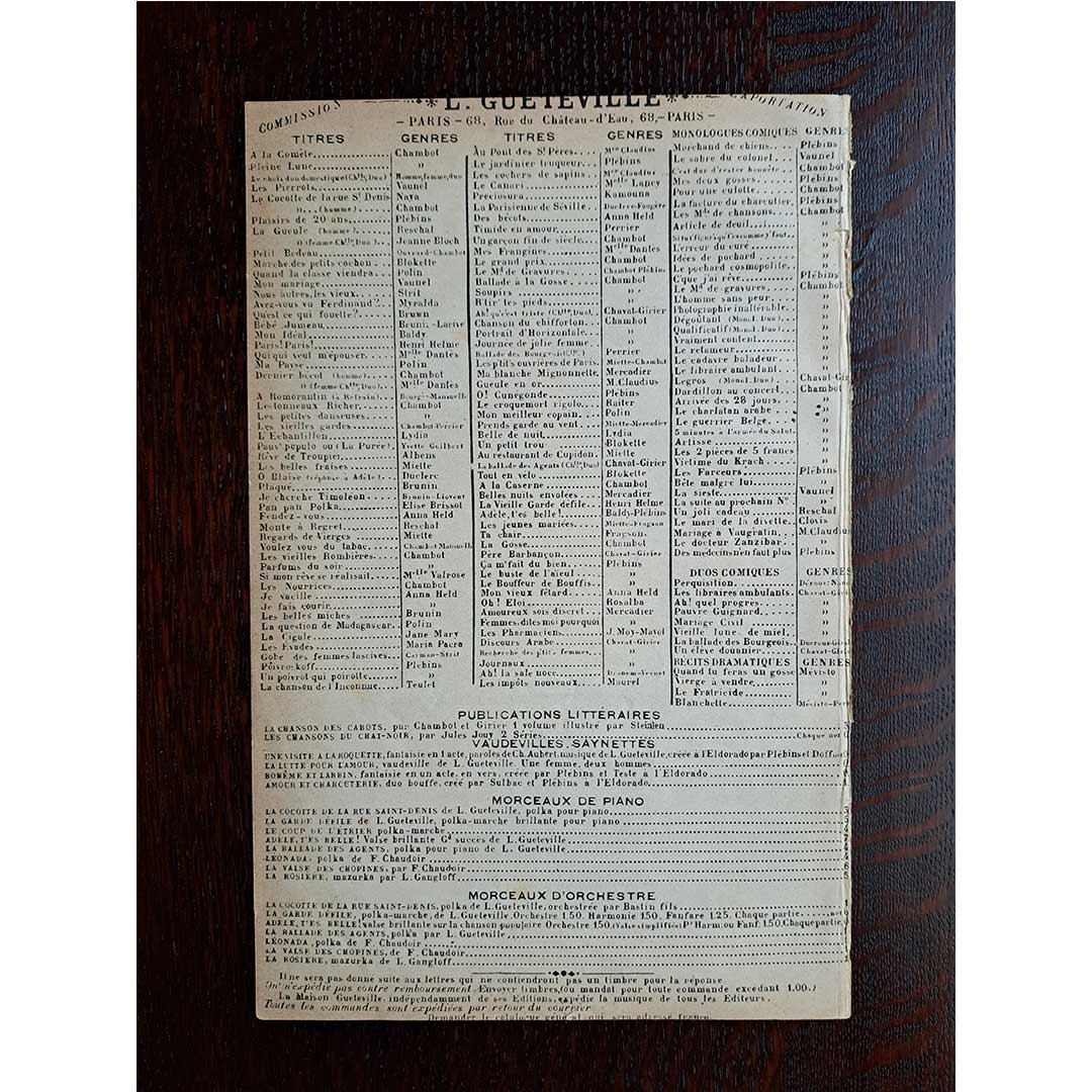 "Careful of the Wind (Prends garde au vent)" ca.1900 chanson sheet music