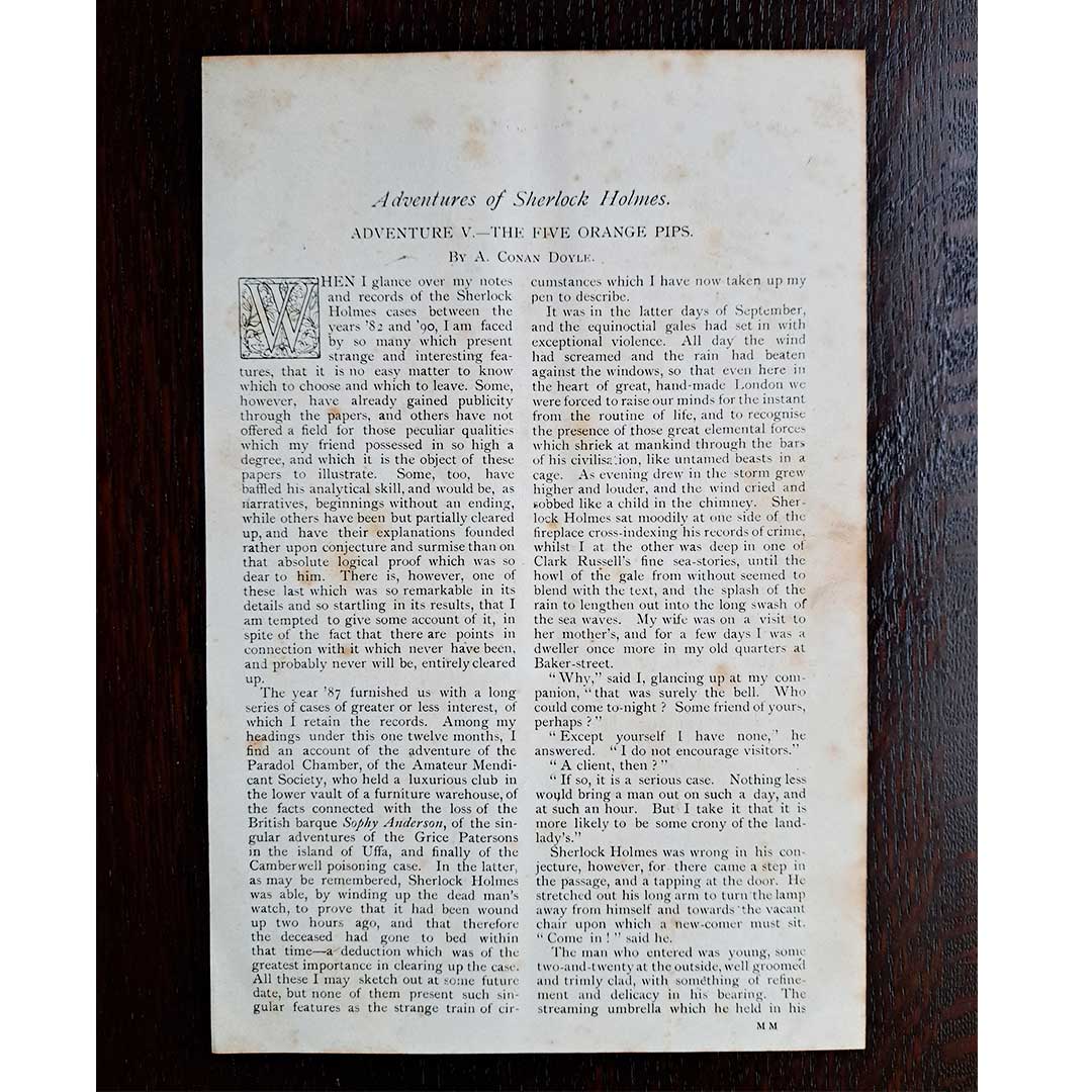 シャーロック・ホームズ《オレンジの種五つ》（タイトルページ）／シドニー・パジェット（1891年）