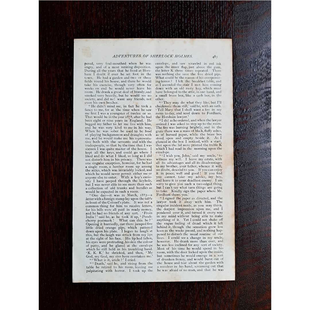 シャーロック・ホームズ《オレンジの種五つ》（池で伯父を見つけるジョン・オープンショー）／シドニー・パジェット（1891年）