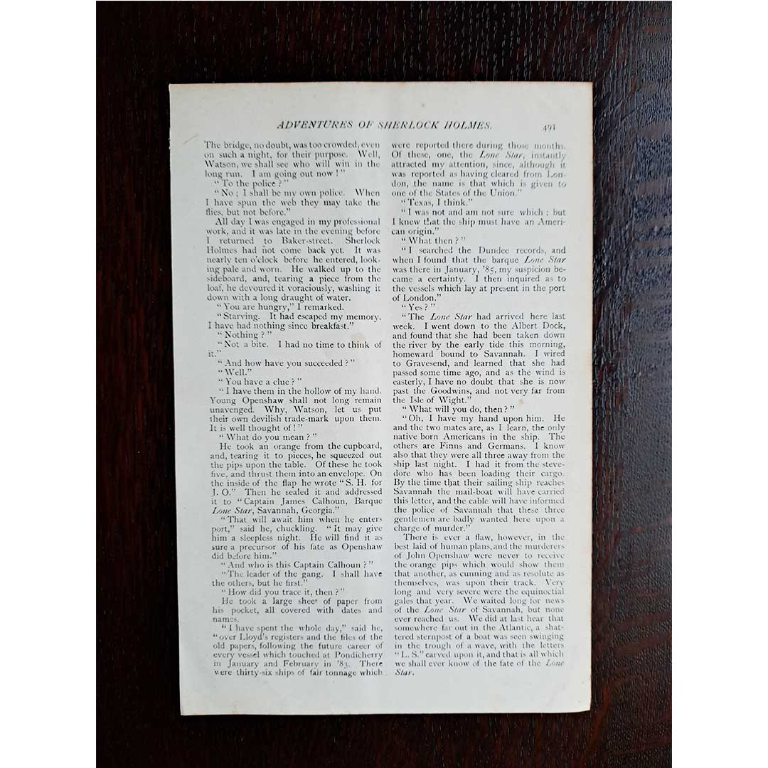 シャーロック・ホームズ《オレンジの種五つ》（挿絵なし）／（1891年）