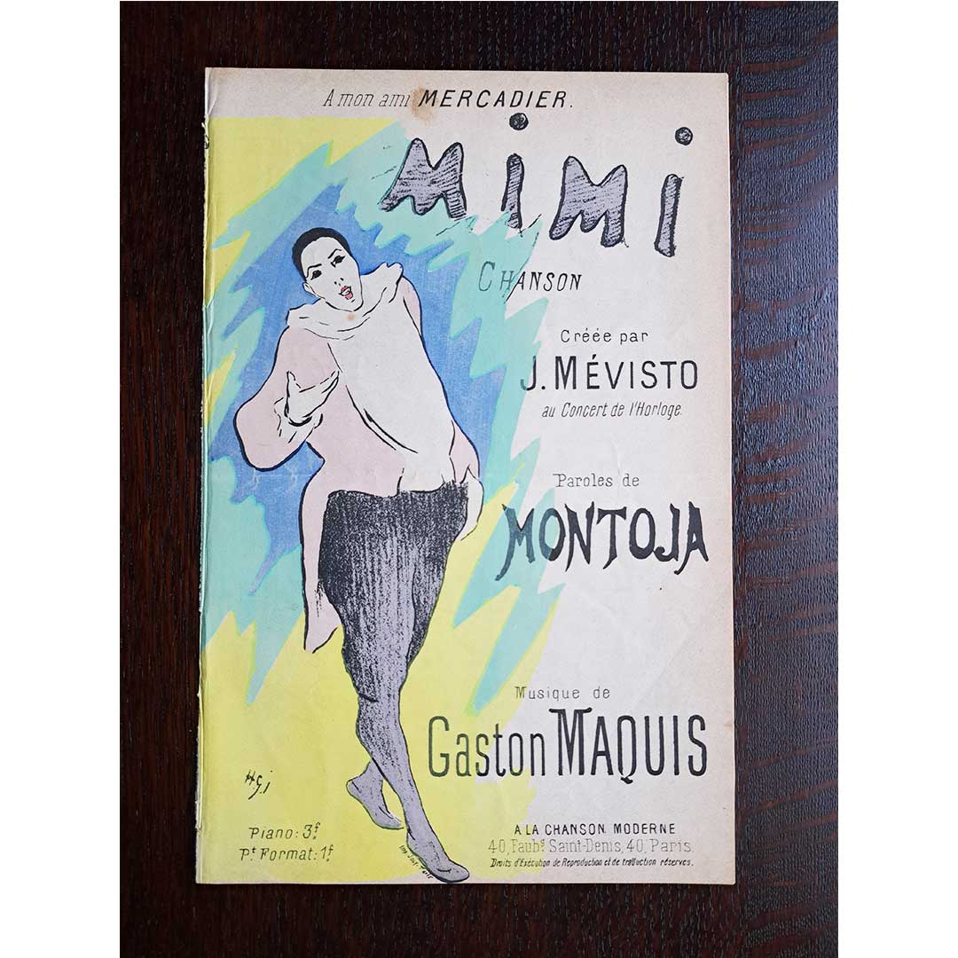 イベルス ≪ミミ（Mimi）≫ アンティークシャンソン楽譜　1892-1893年