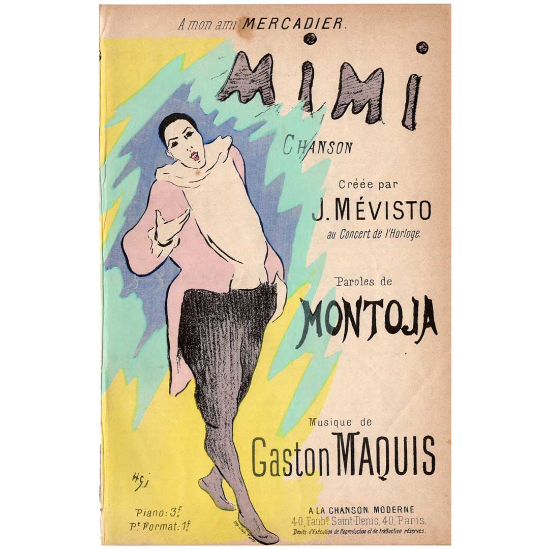 イベルス ≪ミミ（Mimi）≫ アンティークシャンソン楽譜　1892-1893年