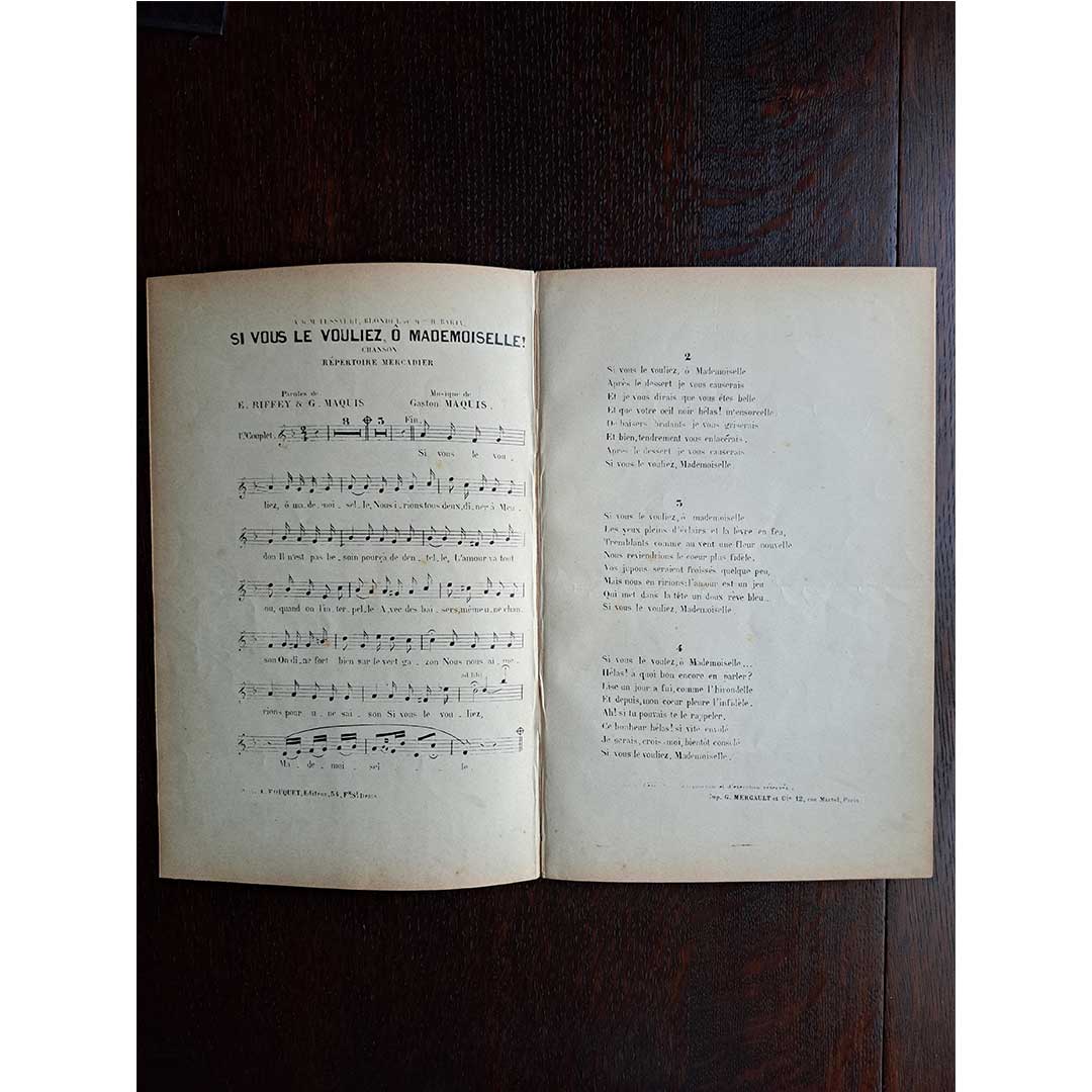 イベルス ≪あなたが望むなら≫ アンティークシャンソン楽譜　1900年頃