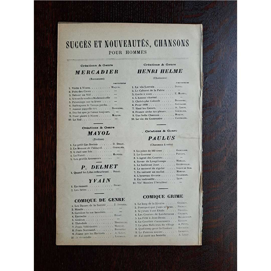 イベルス ≪あなたが望むなら≫ アンティークシャンソン楽譜　1900年頃