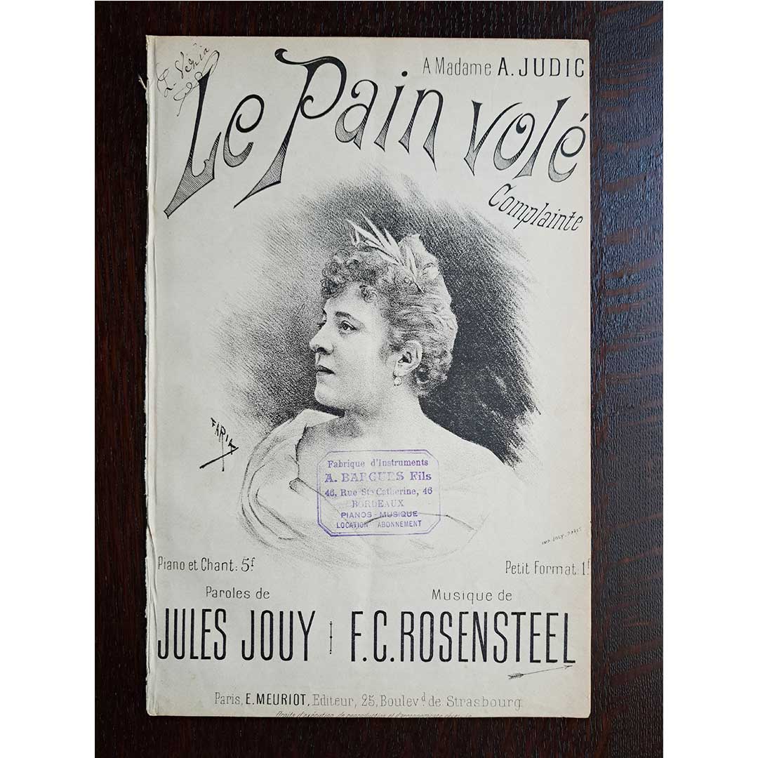 "Le Pain Volé" ca.1900 chanson sheet music