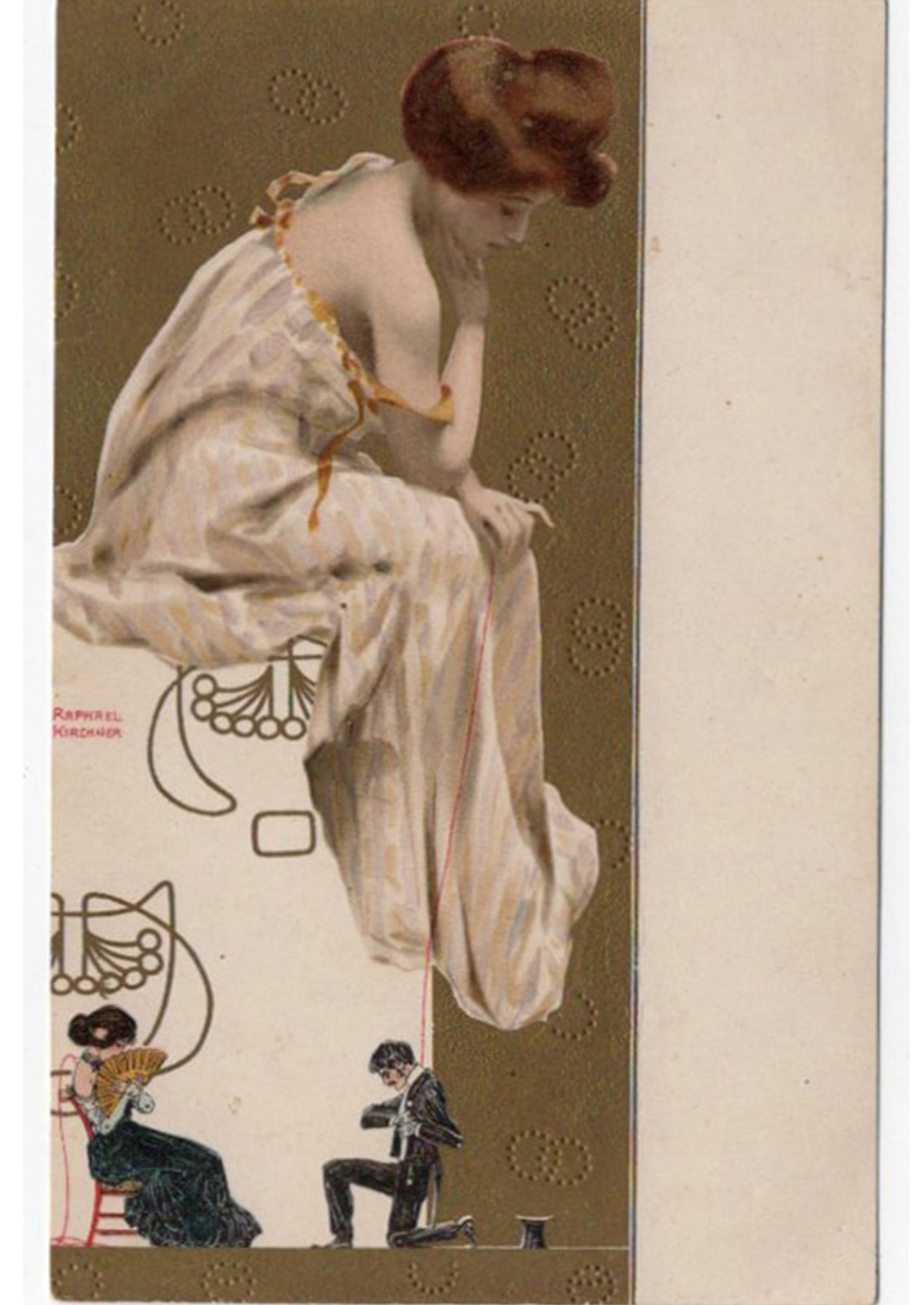 ラファエル・キルヒナー ≪求愛≫ 1900年頃 アンティーク絵はがき