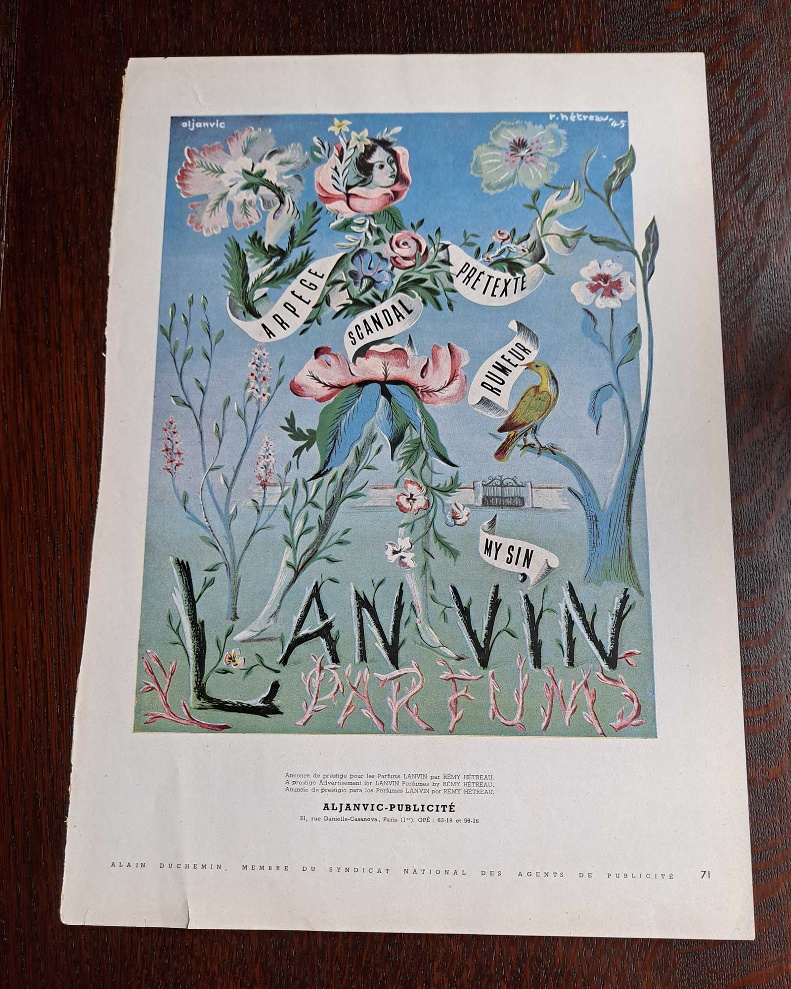 ≪ランバンの香水≫LANVIN Perfume ヴィンテージ広告　1950年頃