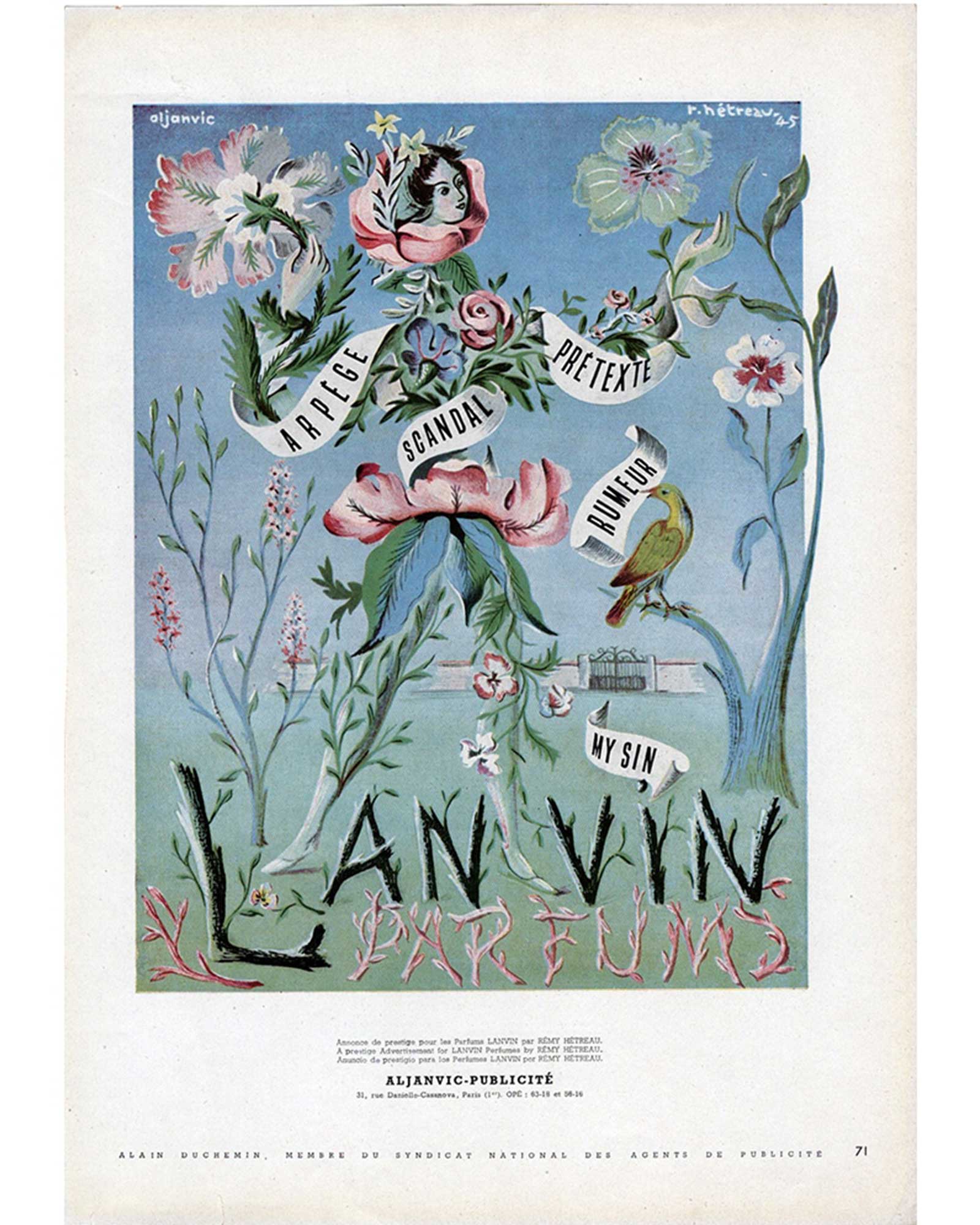 ≪ランバンの香水≫LANVIN Perfume ヴィンテージ広告　1950年頃