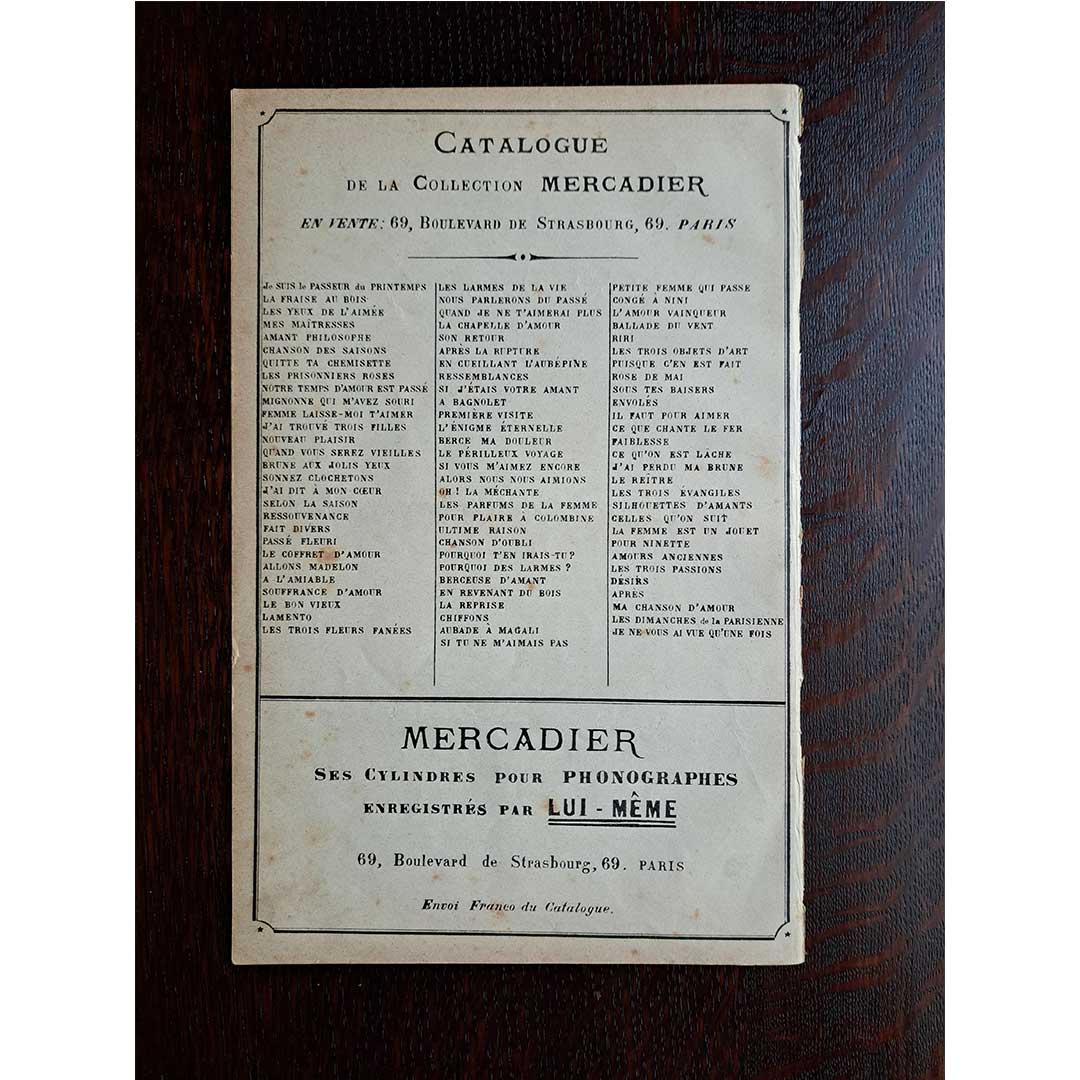 "Les Larmes de la Vie" ca.1900 chanson sheet music