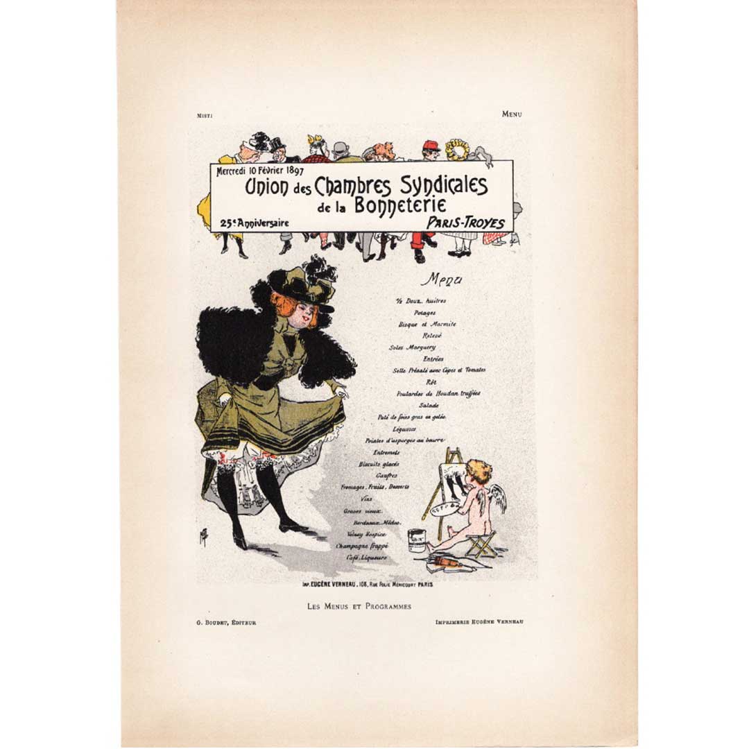 ベル・エポックのフランス料理コースメニュー（1897年）≪パリ・トロアメリヤス工業経営組合25周年記念≫