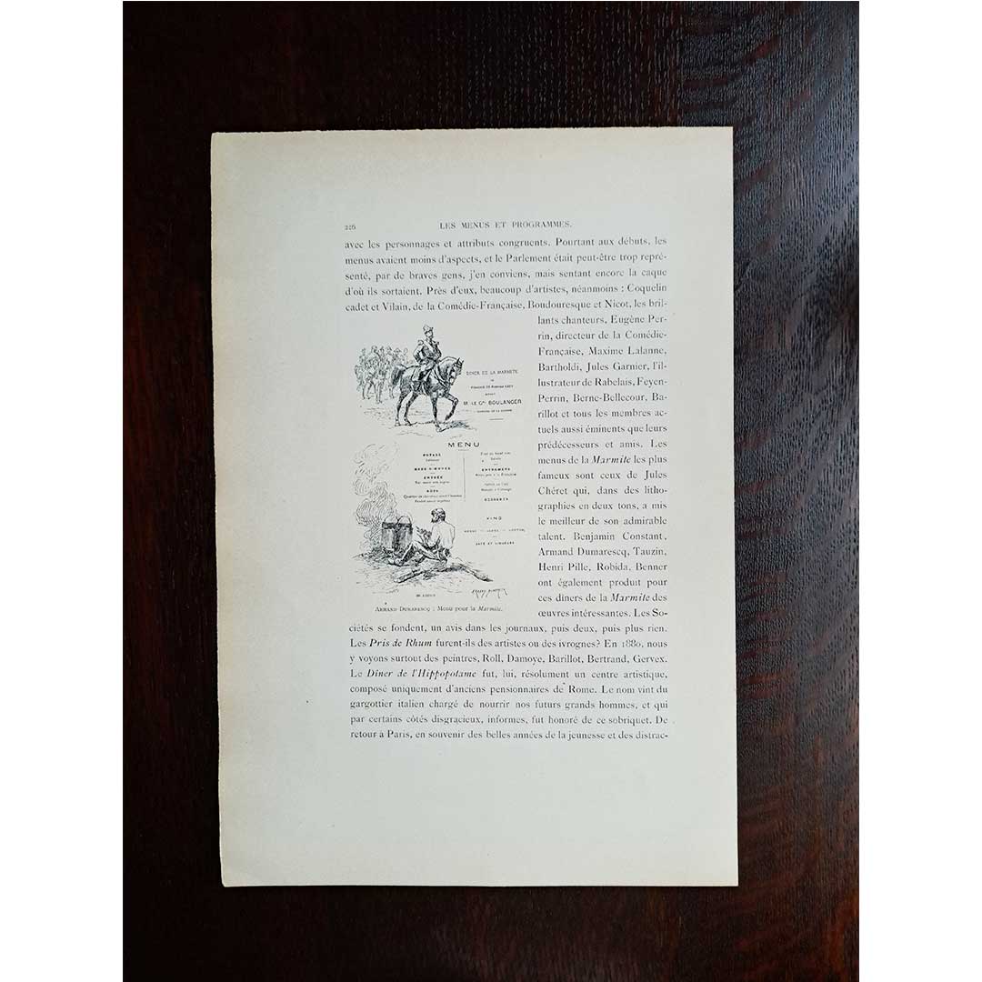 ベル・エポックのフランス料理コースメニュー（1894年）≪オーダー・デ・メット≫ (献立表)