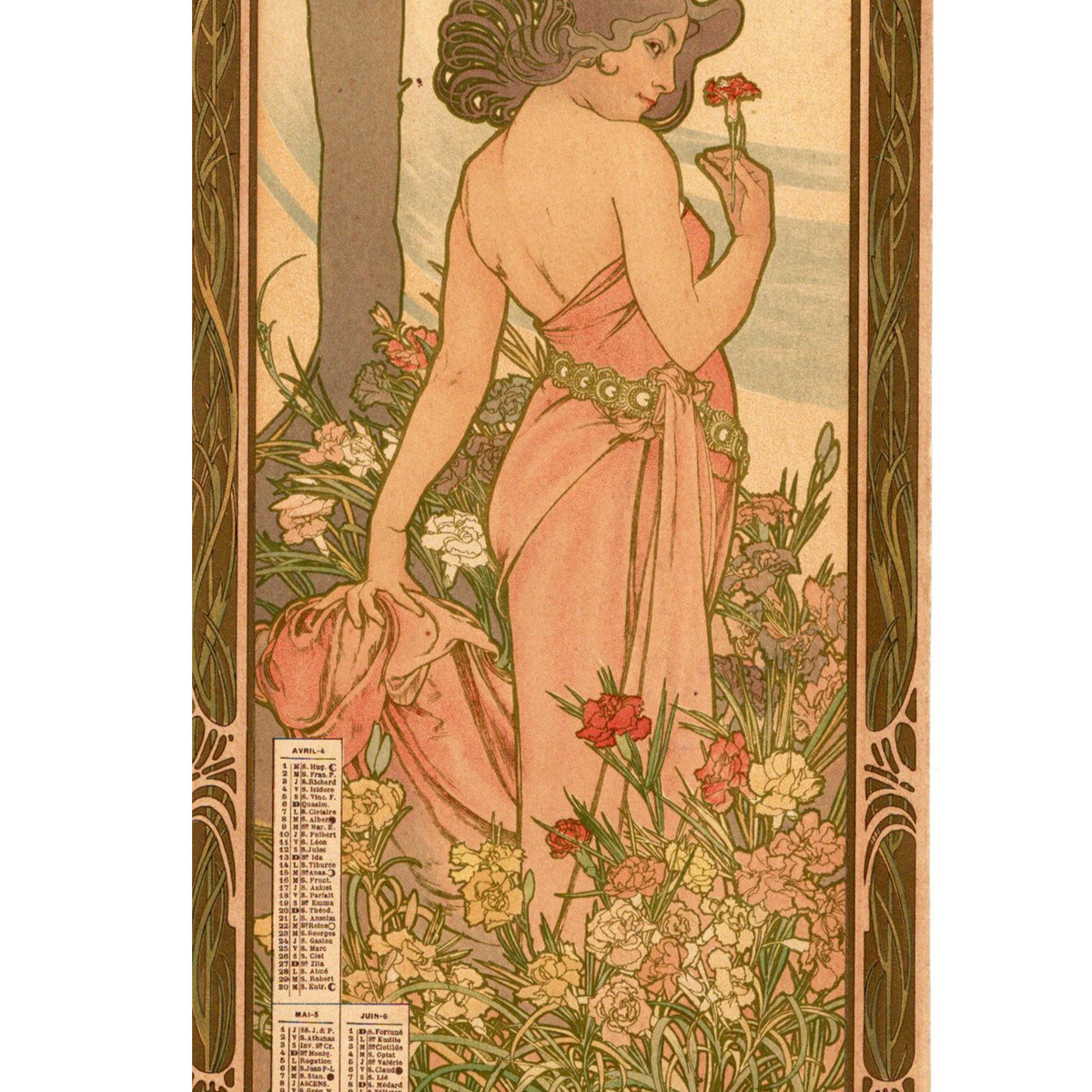 アルフォンス・ミュシャ ≪四つの花 カーネーション≫ 1902年 