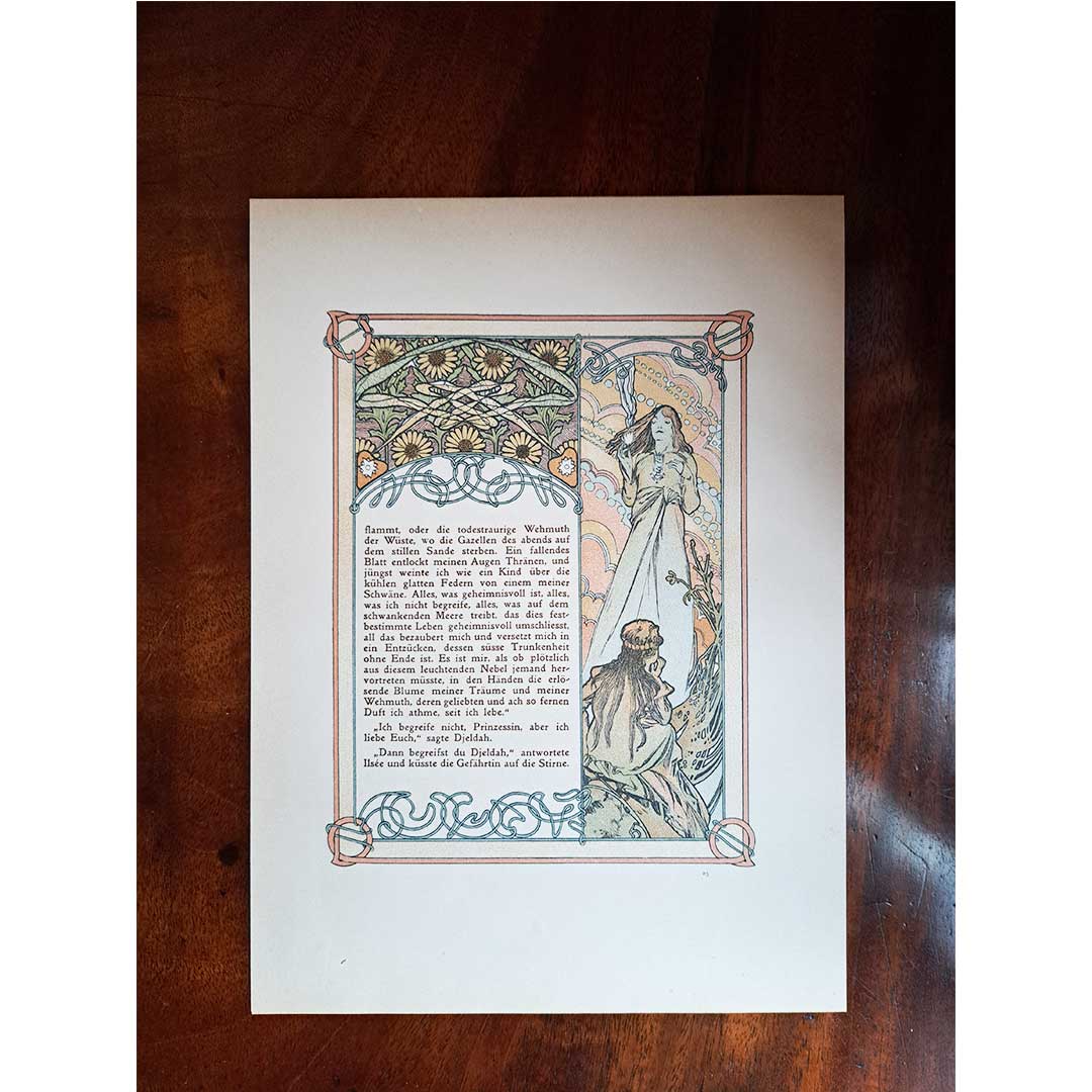 Alphonse Mucha, "Ilse, Princess of Tripoli" illustrations [Part 2, Chapter 1] (both sides No. 63 &amp; 64)