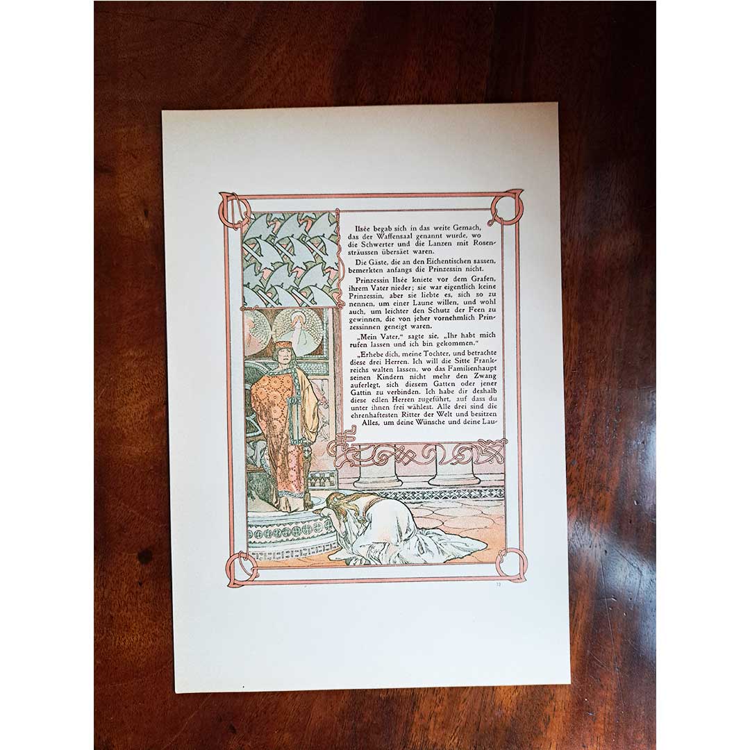 Alphonse Mucha, "Ilse, Princess of Tripoli" illustrations [Part 2, Chapter 2] (both sides No. 73 &amp; 74)