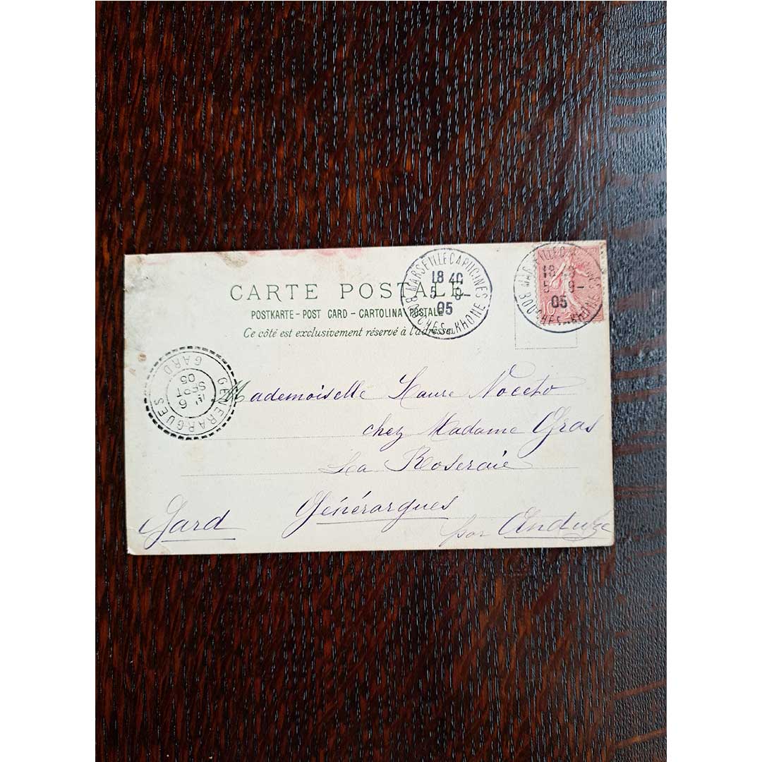 Alfons Mucha, Austro-Hungarian Mutual Aid Association, 1905 postmark, antique postcard