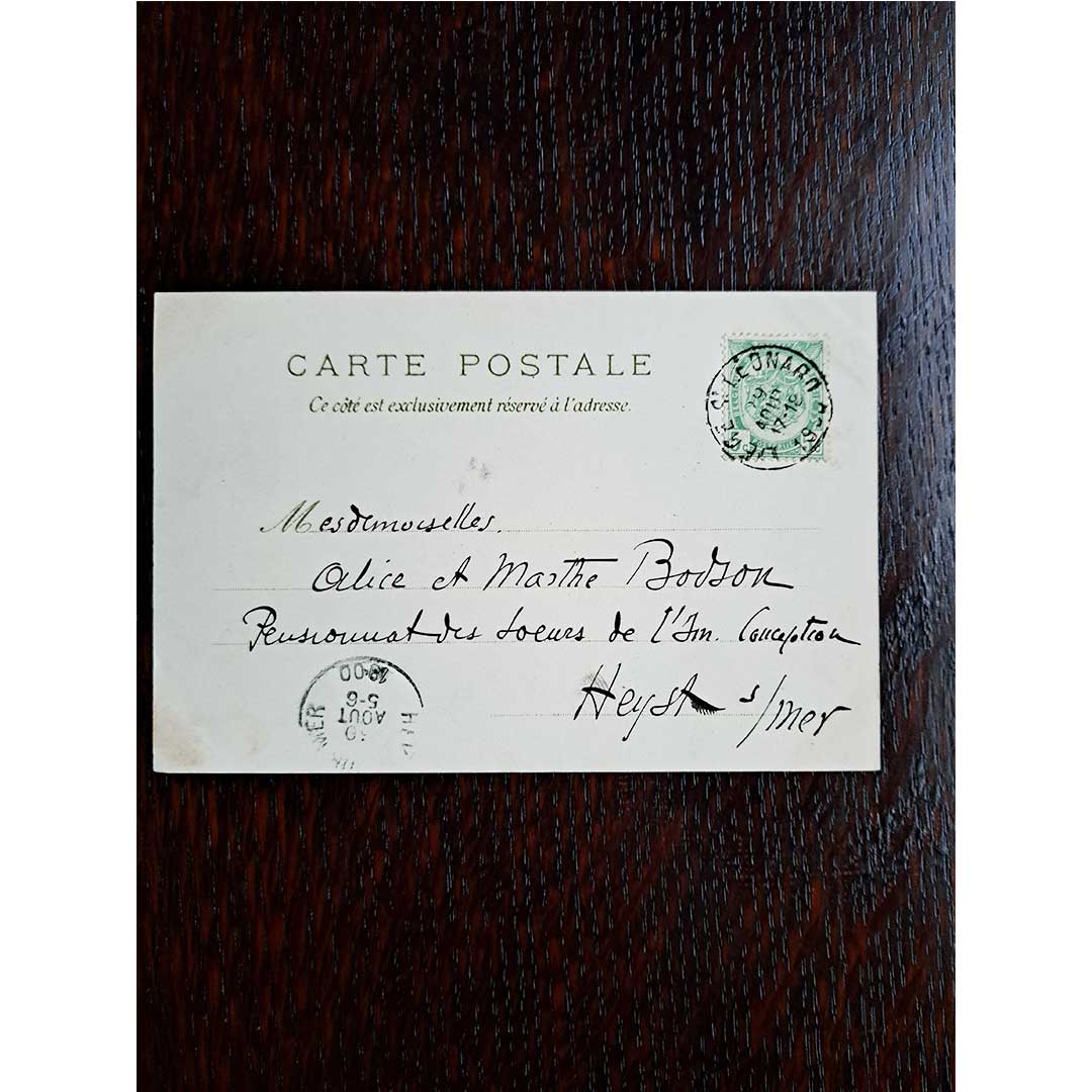 アルフォンス・ミュシャ ≪春―四季≫ 1900年消印 アンティーク絵はがき