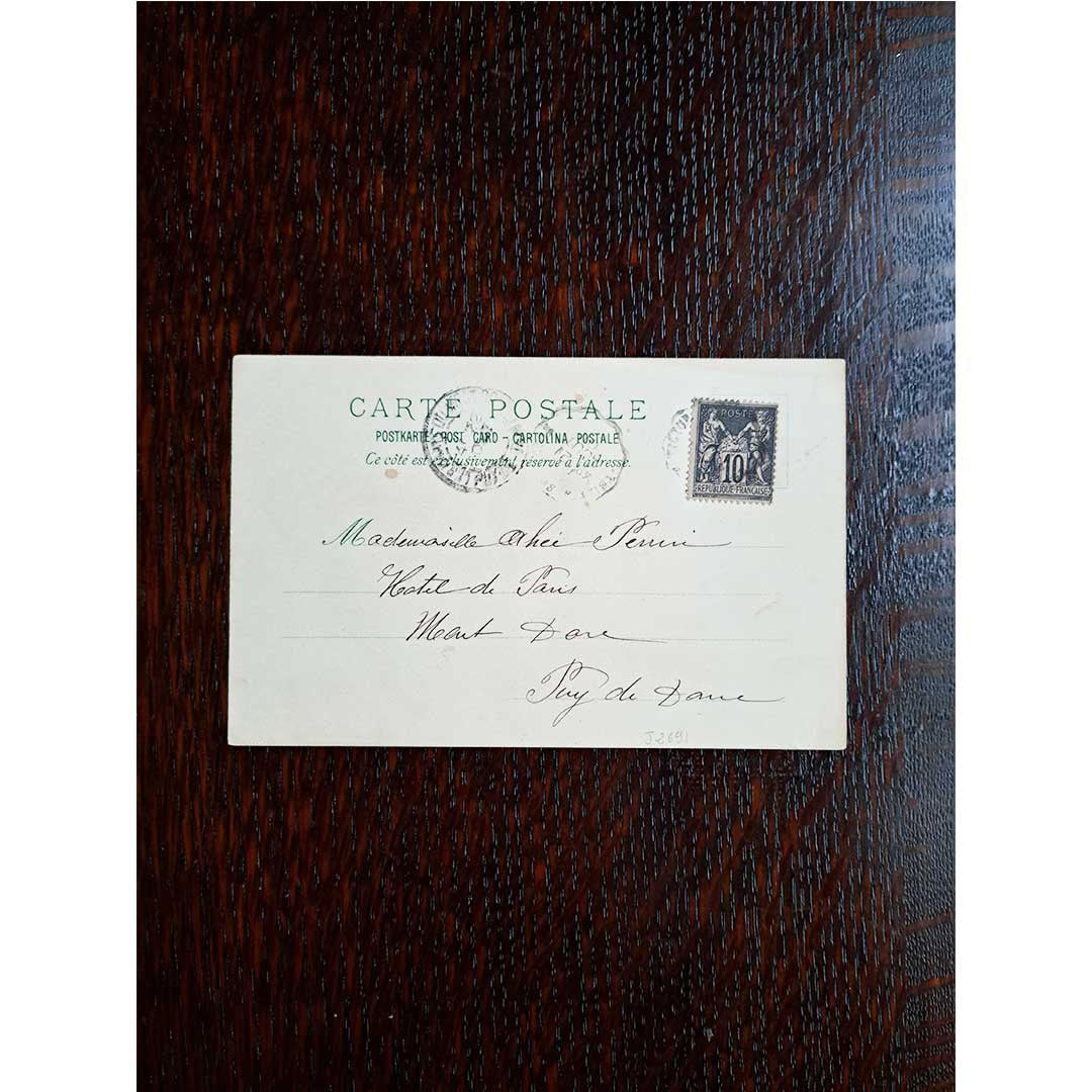 アルフォンス・ミュシャ ≪花と女性≫ ポストカードのためのデザイン 1901年消印　アンティーク絵はがき