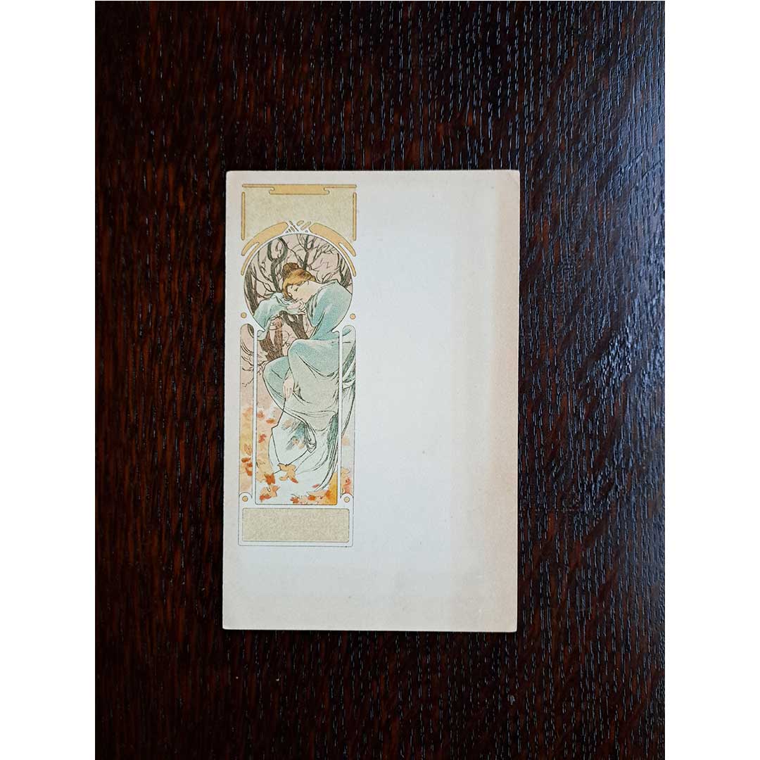 アルフォンス・ミュシャ ≪冬―四季≫ ベリアコレクション 1900年　アンティーク絵はがき