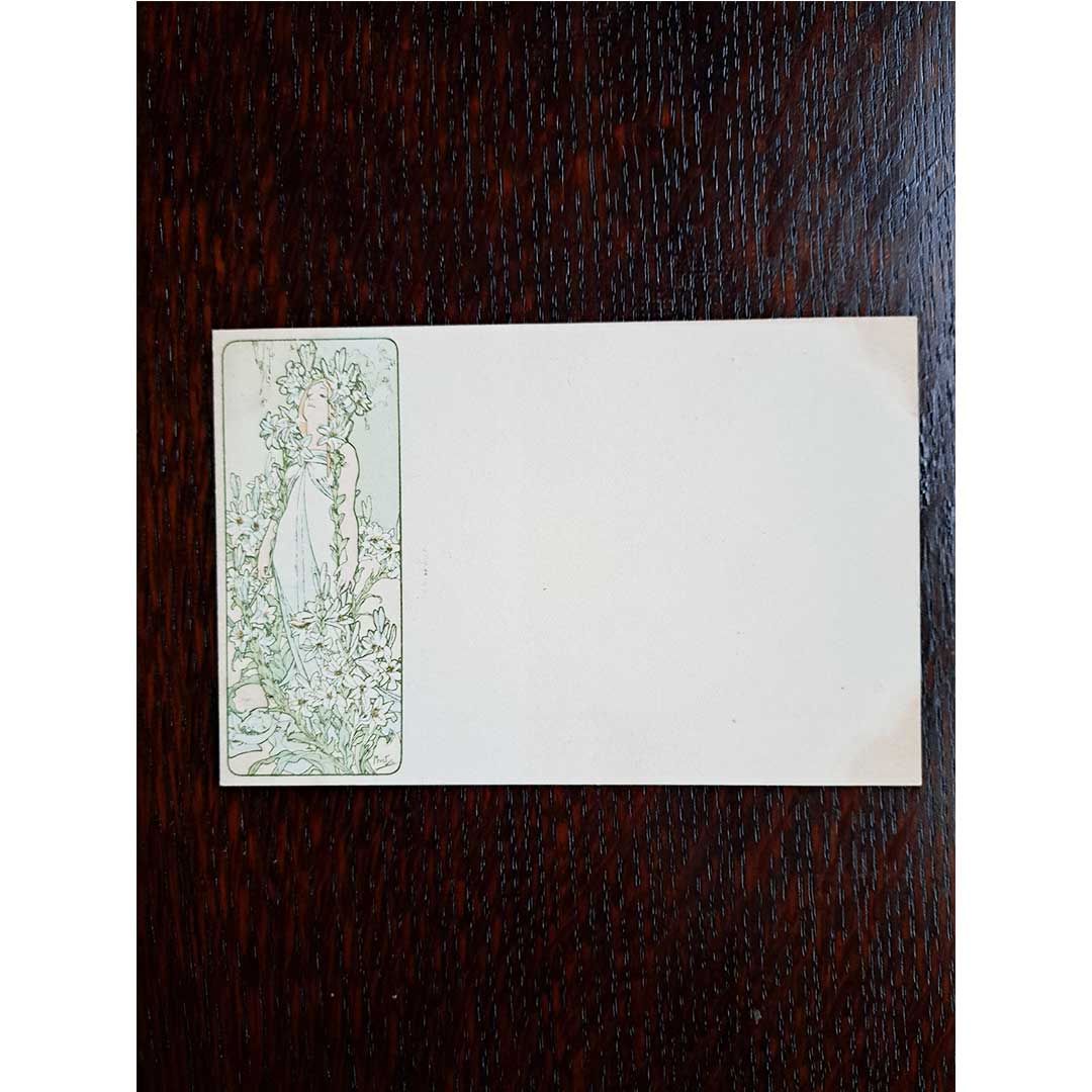 アルフォンス・ミュシャ ≪百合―四つの花≫ 1900年 アンティーク絵はがき