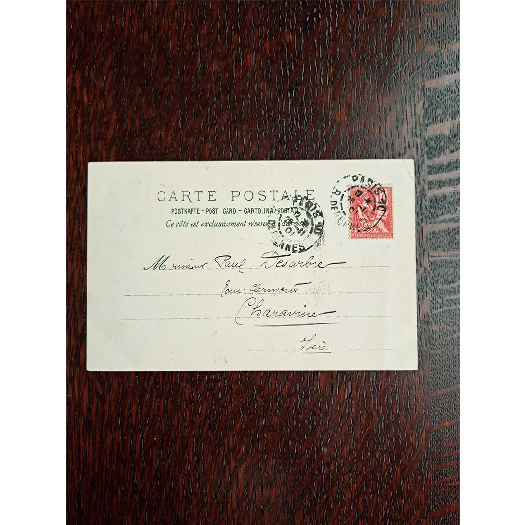 アルフォンス・ミュシャ ≪ココリコ19号のデザイン≫  1901年消印　アンティーク絵はがき