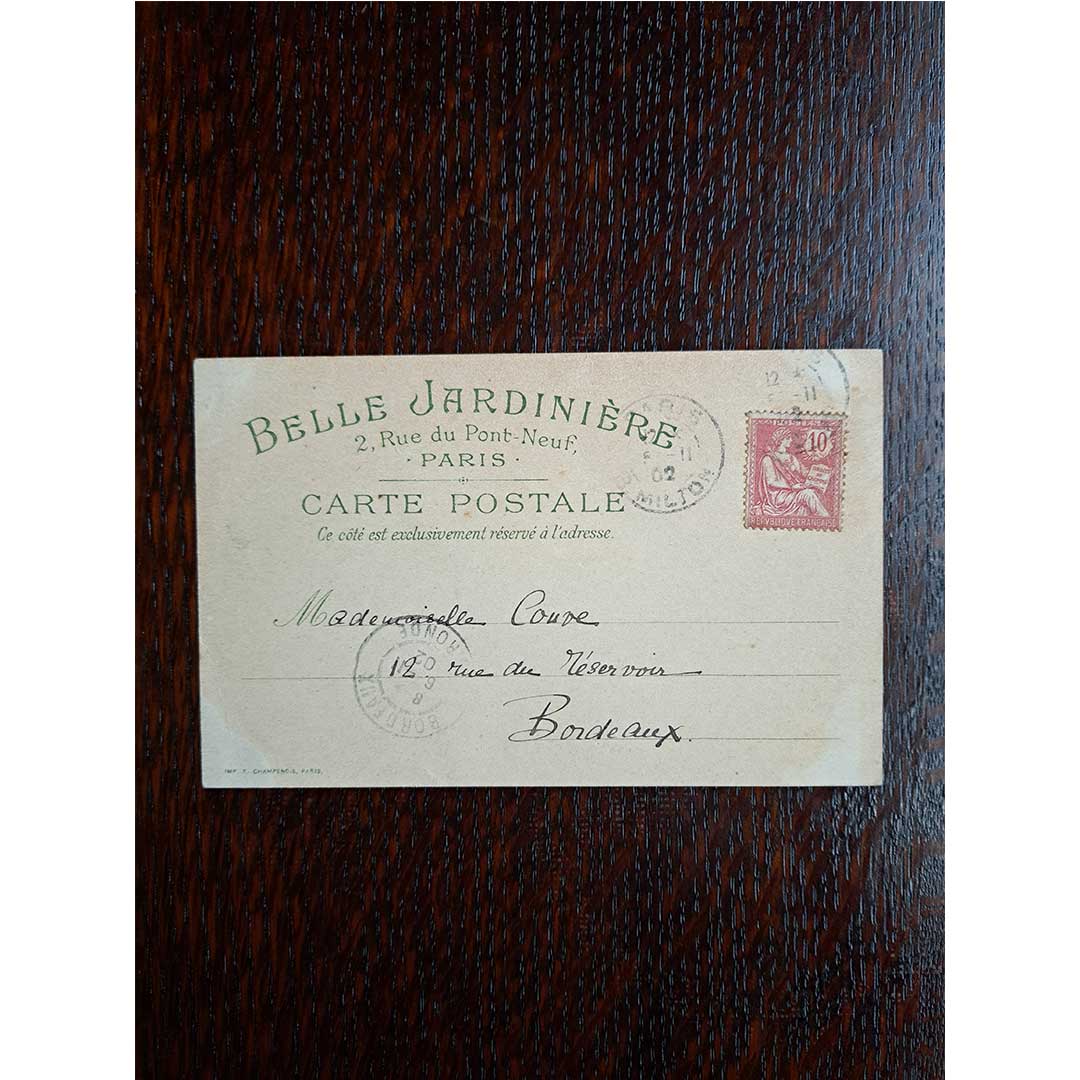 アルフォンス・ミュシャ ≪七月≫ 1902年消印 アンティーク絵はがき