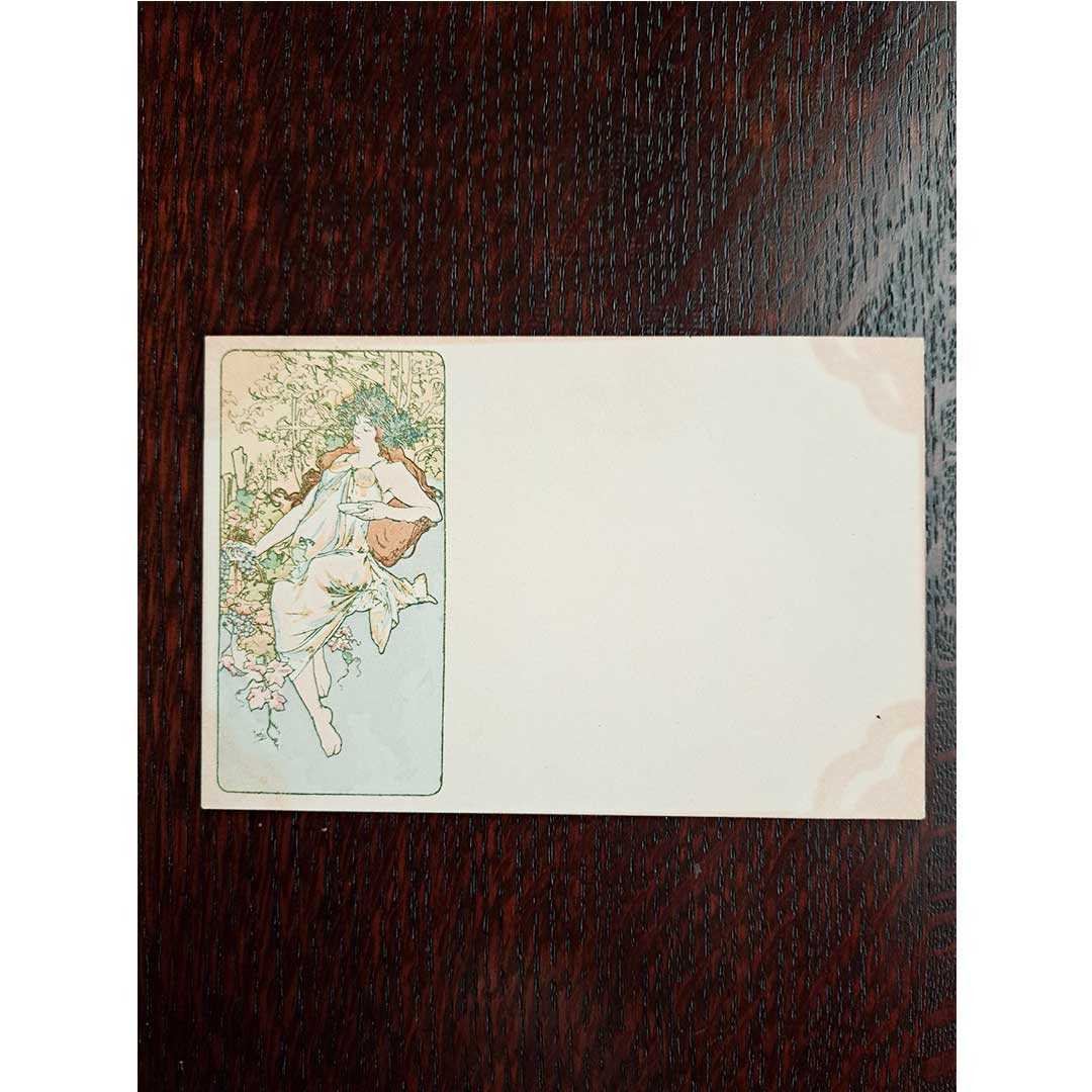 アルフォンス・ミュシャ ≪秋―四季≫  1900年　アンティーク絵はがき