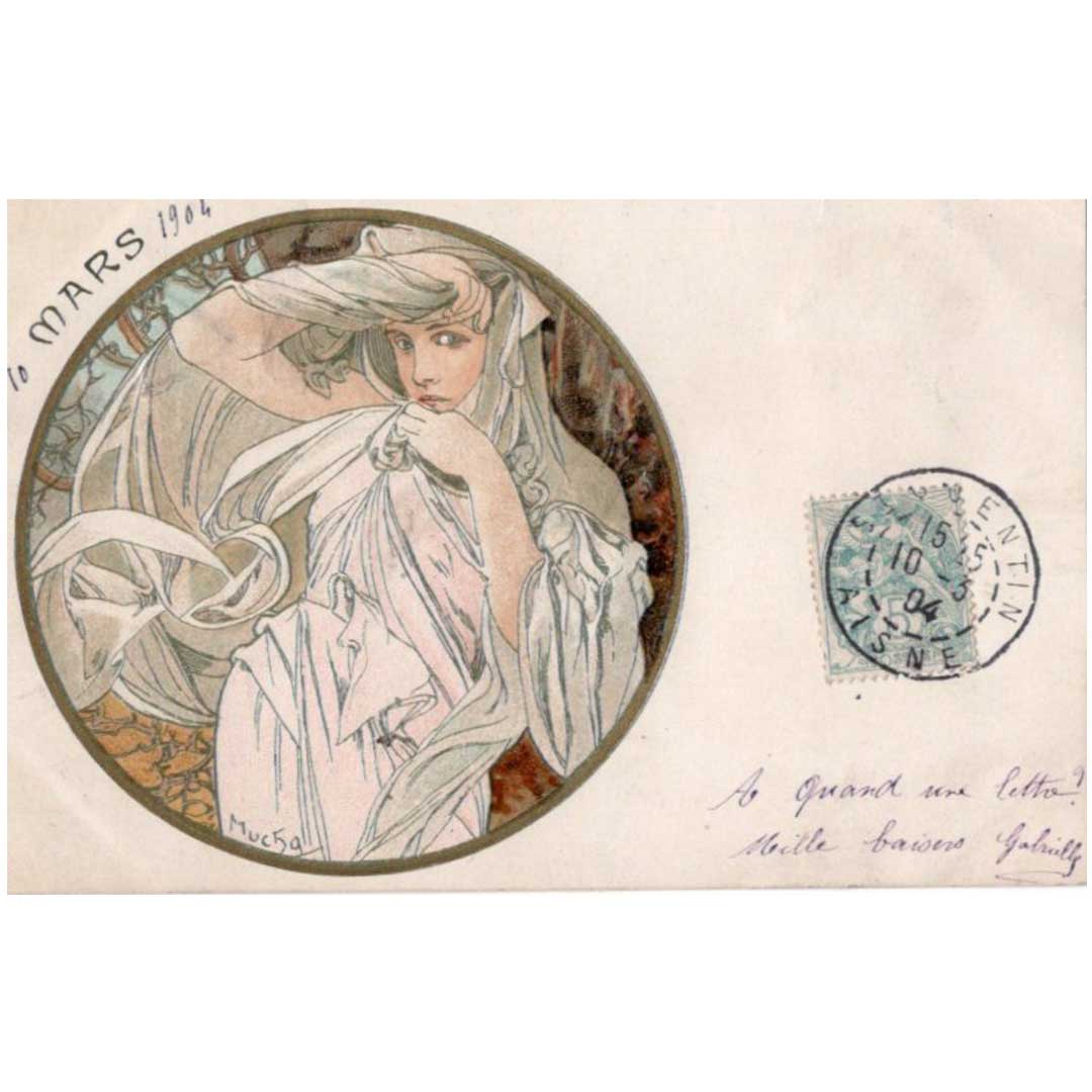 Alphonse Mucha "Mars" antique postcard
